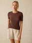 Miramar Linen Mini Rib Tee - Cocoa