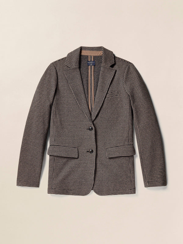 Inlet Knit Tweed Blazer - Mocha Mountain Houndstooth