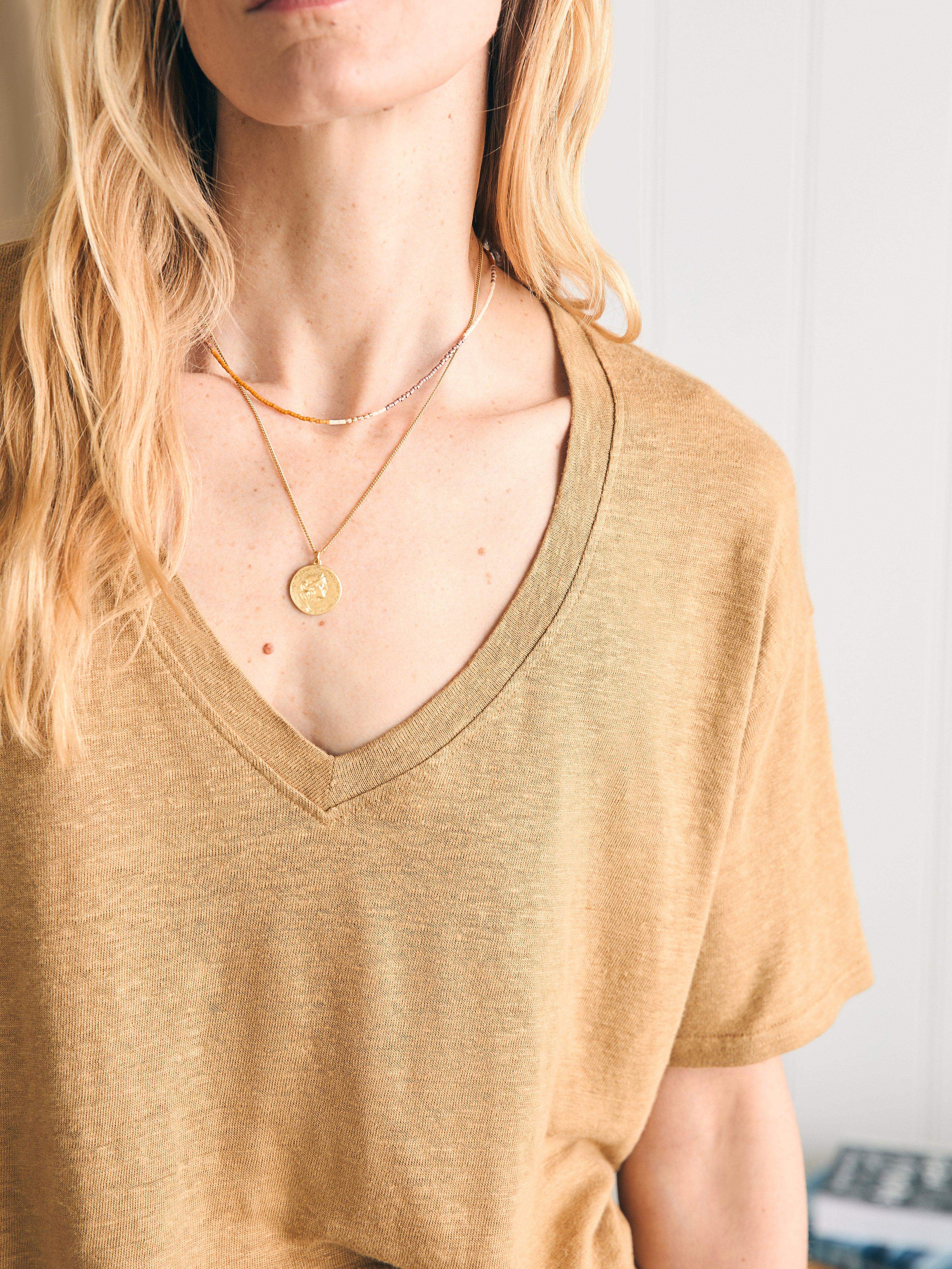 Oceanside Linen V-Neck Tee - Antique Bronze Secondary image