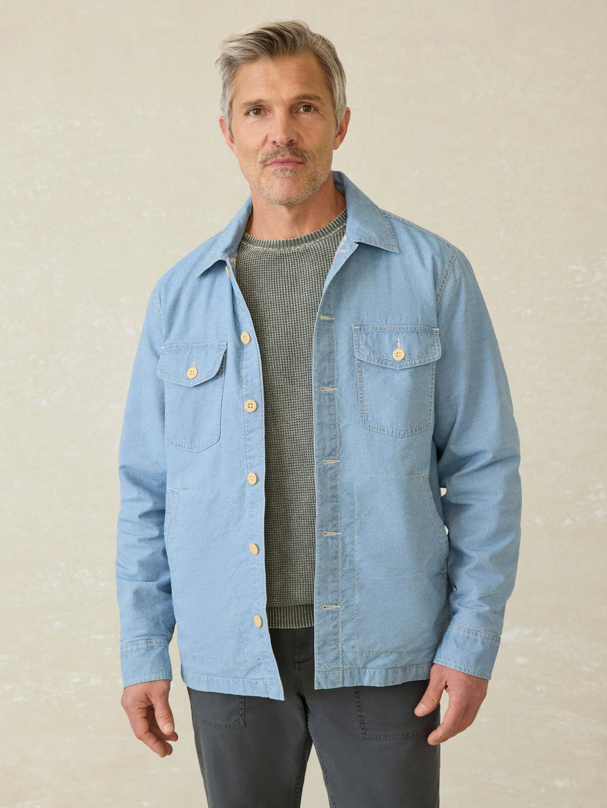 Doug Good Feather Indigo Herringbone Shirt Jacket - Blue Haven Wash Main image