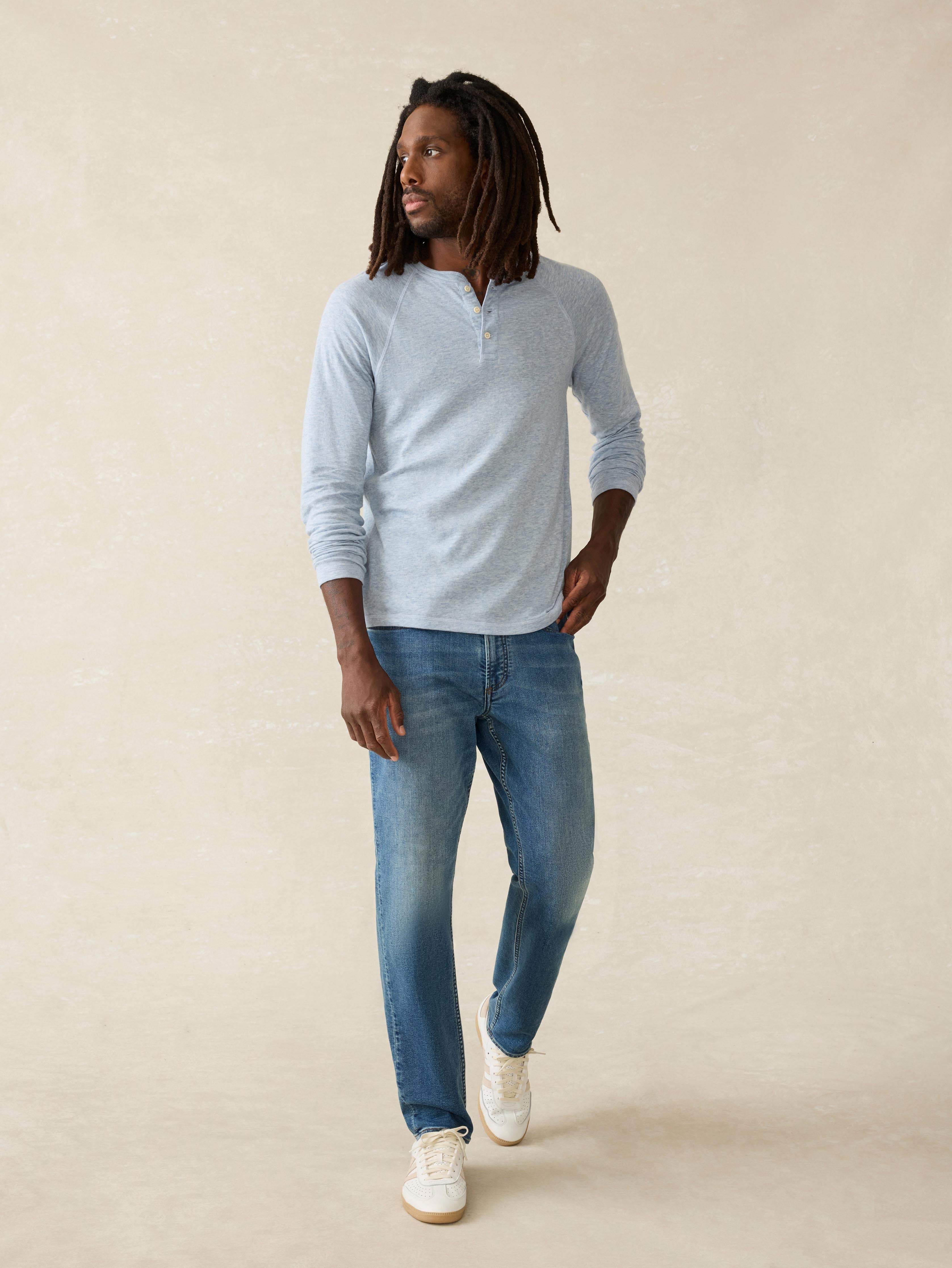 Long-Sleeve Cloud Henley (Tall) - Light Blue Heather Secondary image