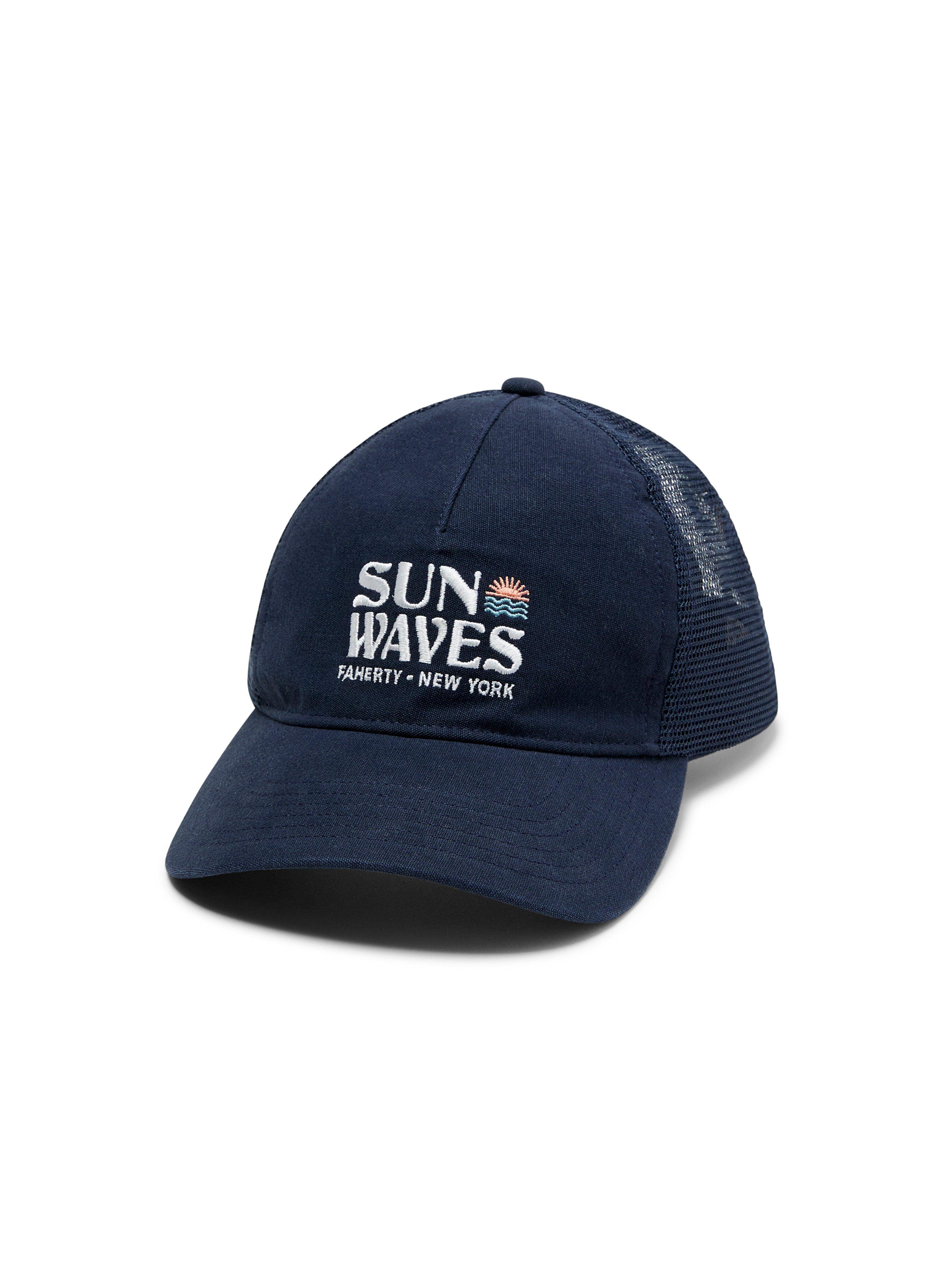 New York Retro Sun and Waves Trucker - Navy Main image