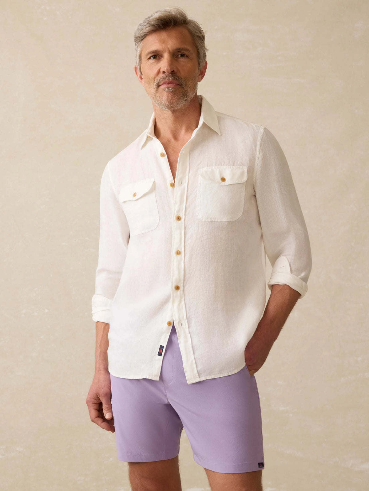 Irish Linen Safari Shirt - White Main image