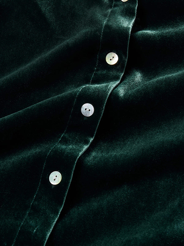 Stretch Silk Velvet Genevieve Shirt - Sea Moss