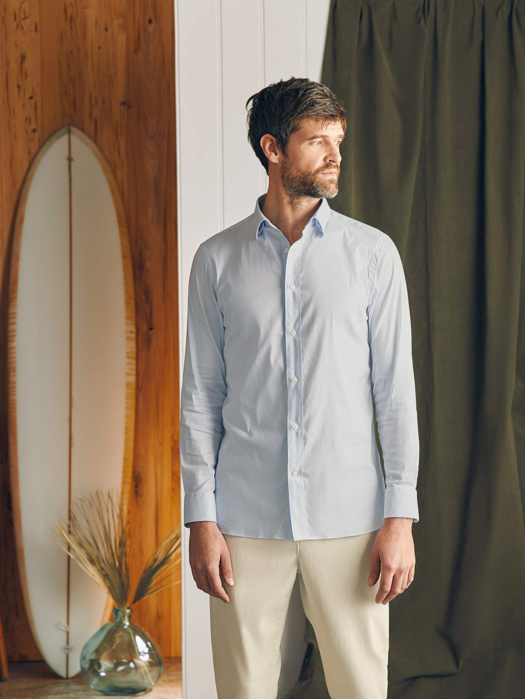 Performance Stretch Dress Shirt - Blue White Stripe