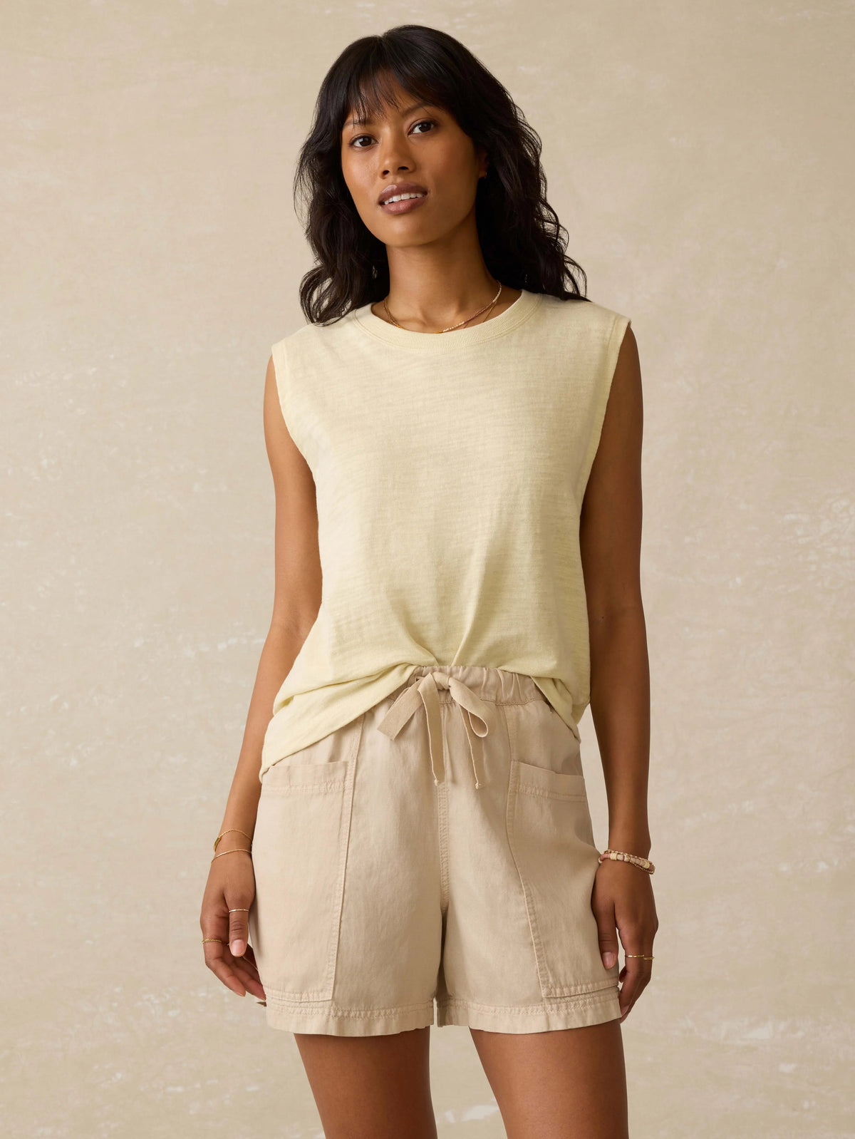 Sunwashed Midweight Organic Muscle Tank - Lemon Sorbet Main image