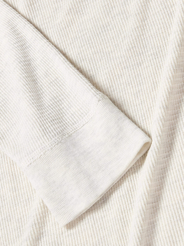 Long-Sleeve Cloud Waffle Crew - Ivory Heather