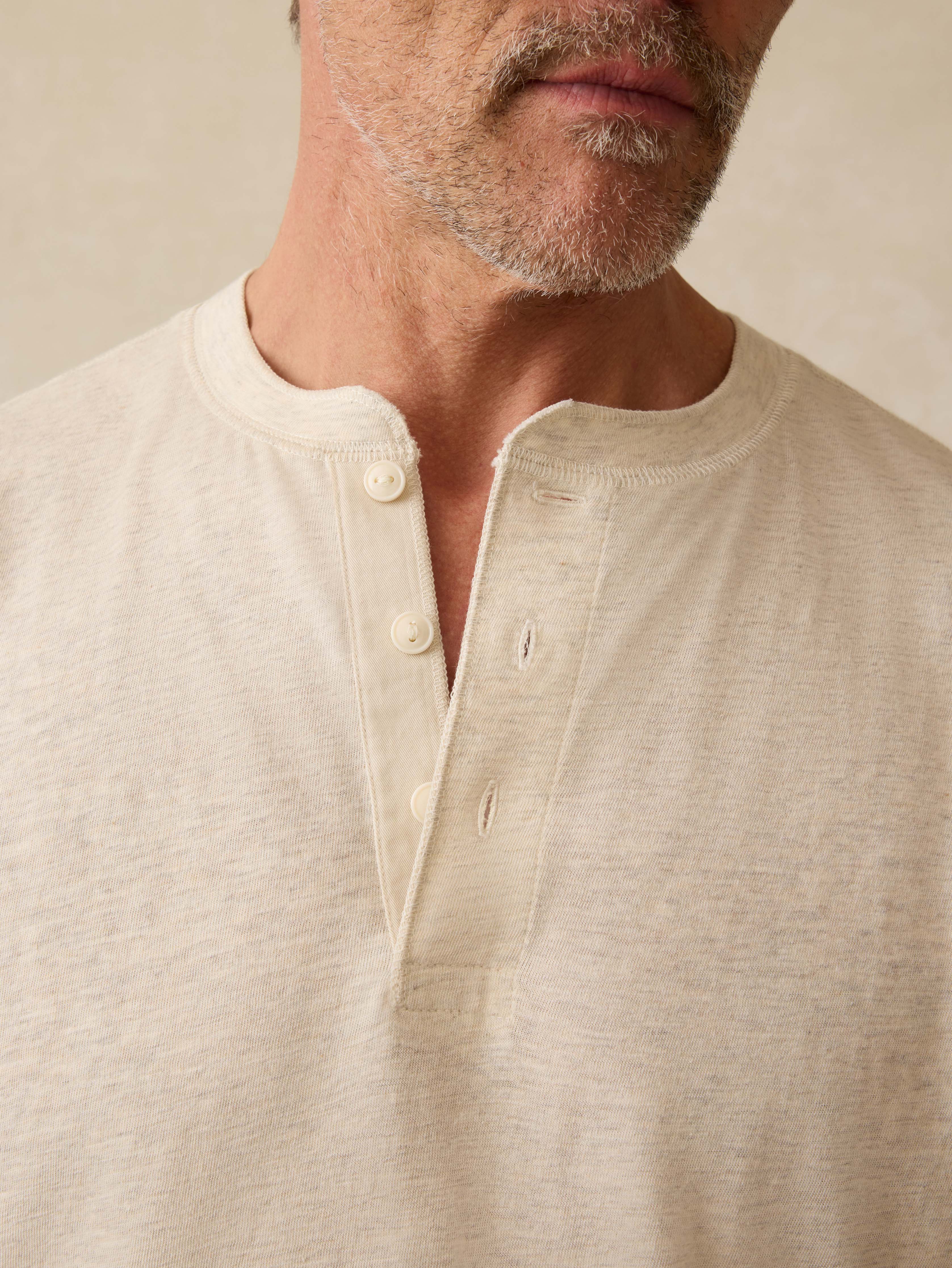 Short-Sleeve Sunwashed Henley - Island Dune Heather Secondary image