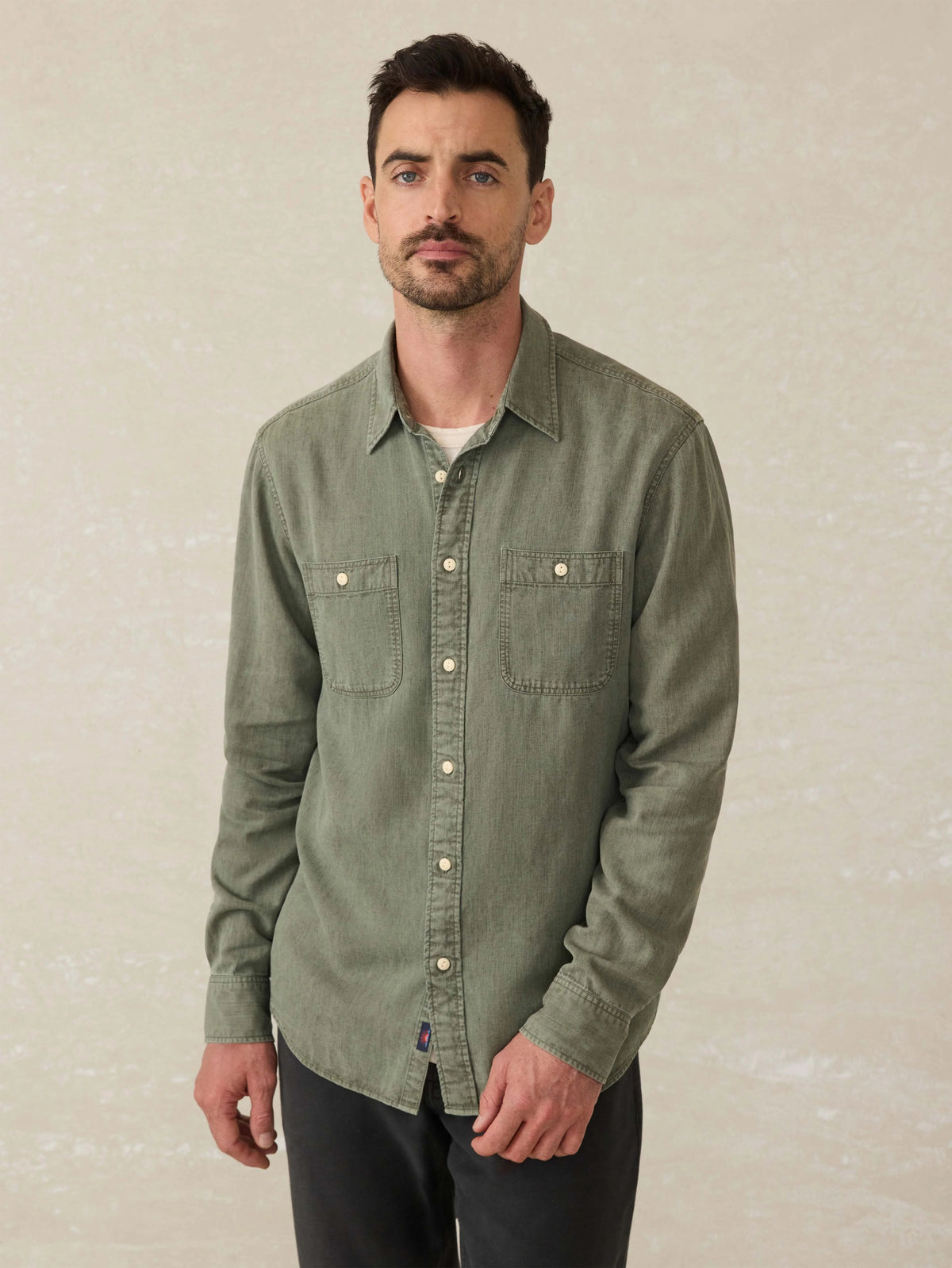 Tried \u0026 True Chambray Workshirt - Desert Olive Main image
