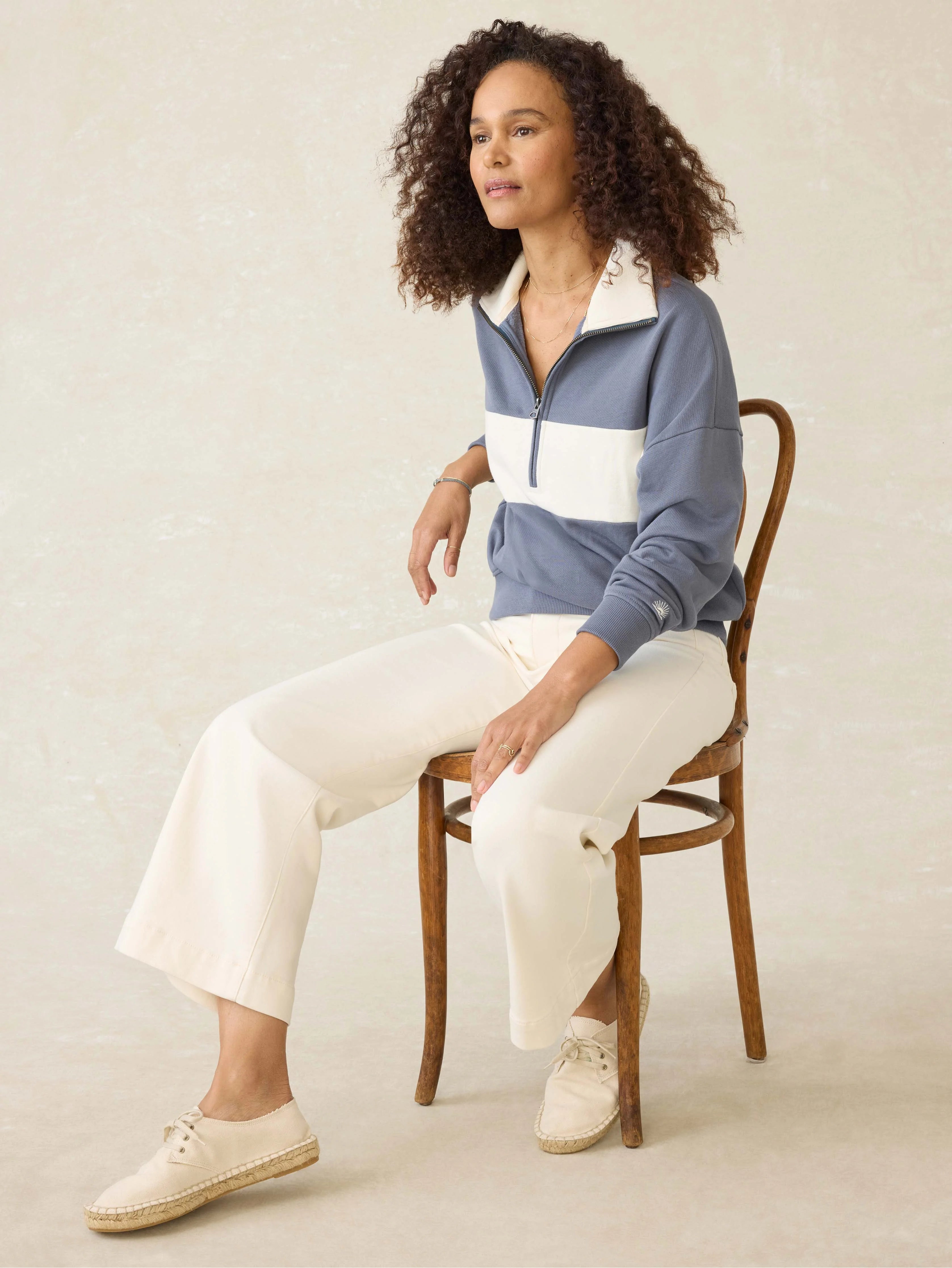 High Standard Fleece Quarter Zip - Blue Coast Stripe Secondary image