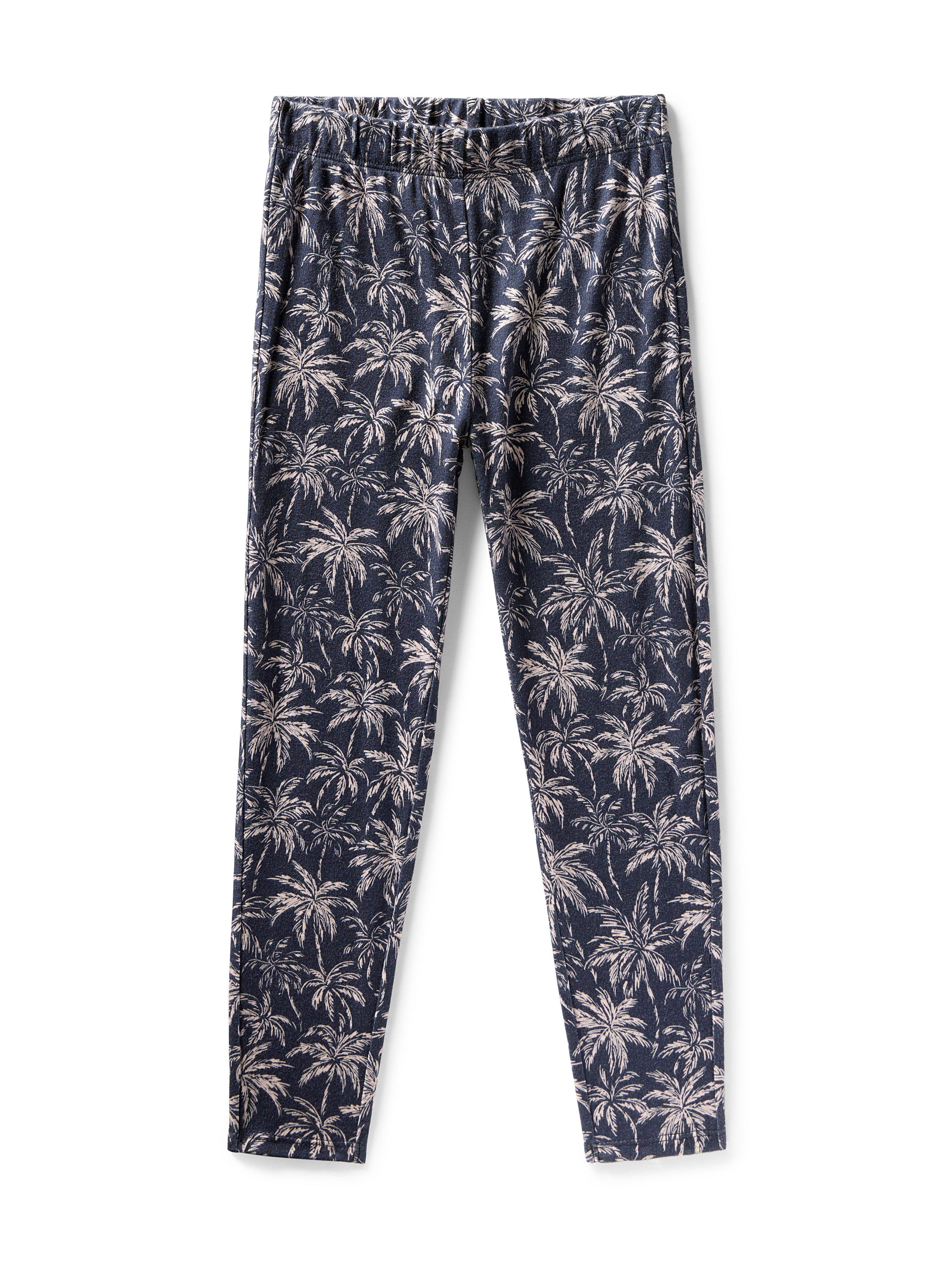 Kids Cloud Cotton Pajama Set - Navy Tropic Trees Secondary image