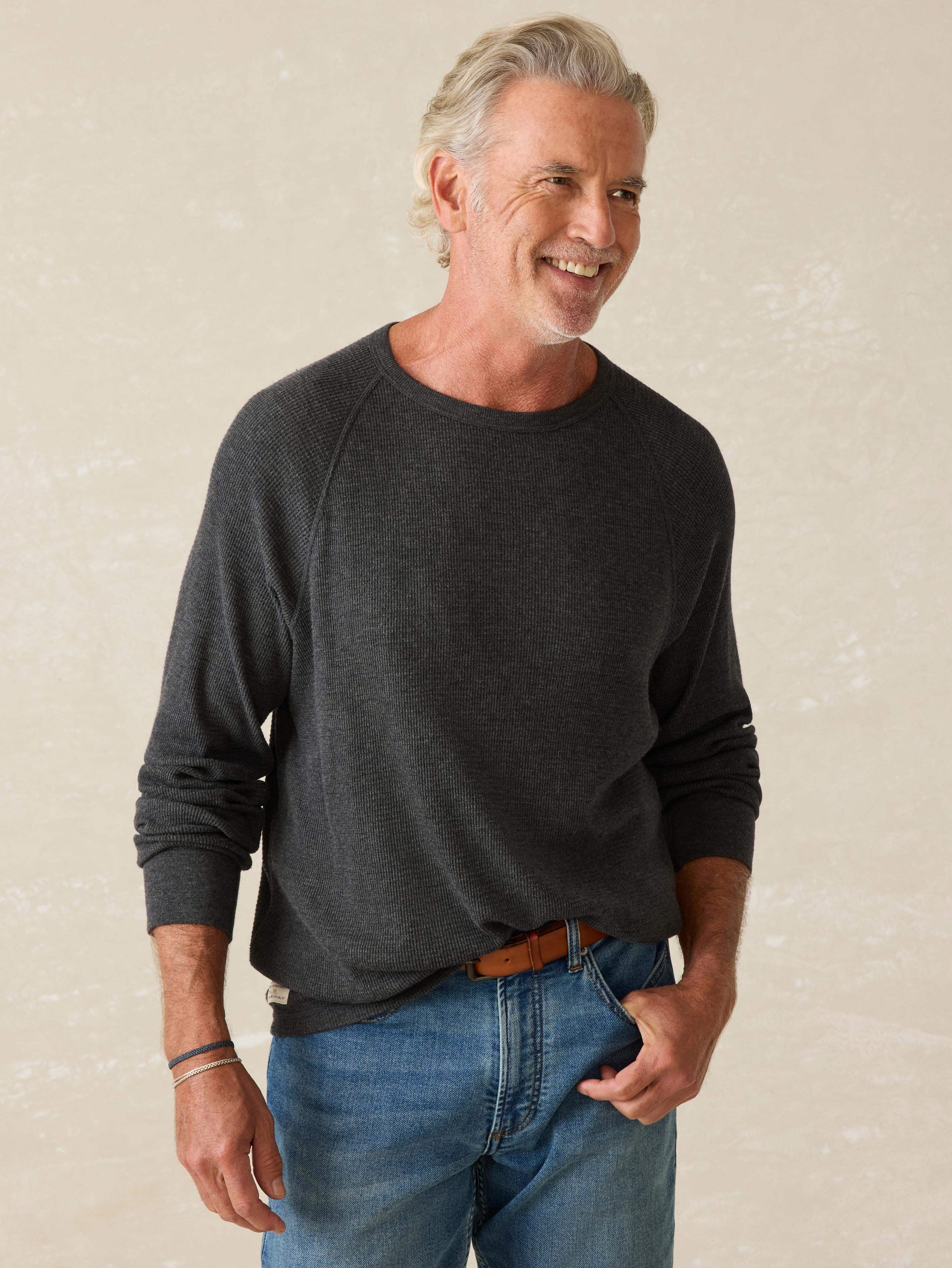 Long-Sleeve Cloud Waffle Crew - Charcoal Heather Main image
