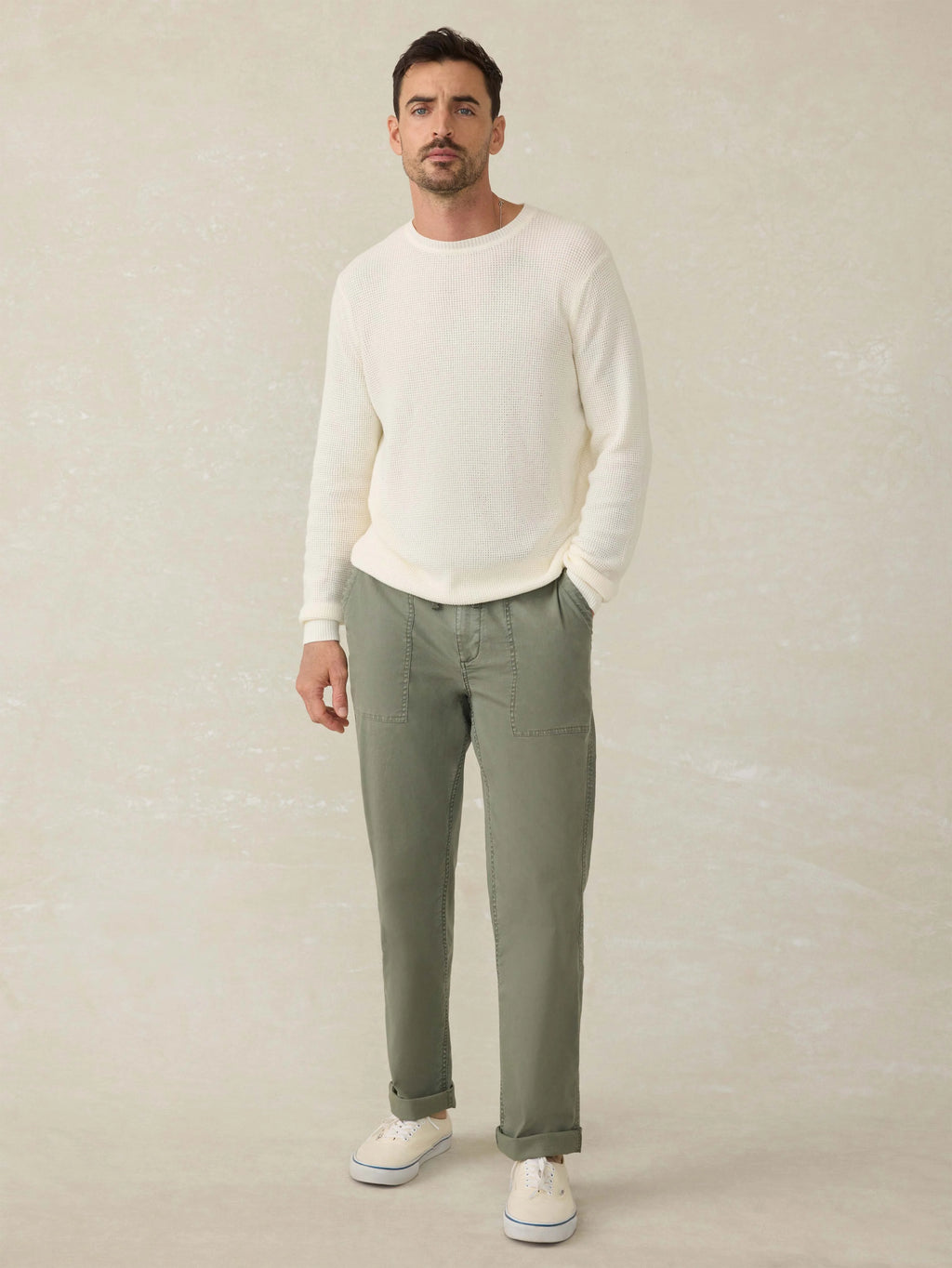 Sunwashed Crewneck Sweater - White Shell