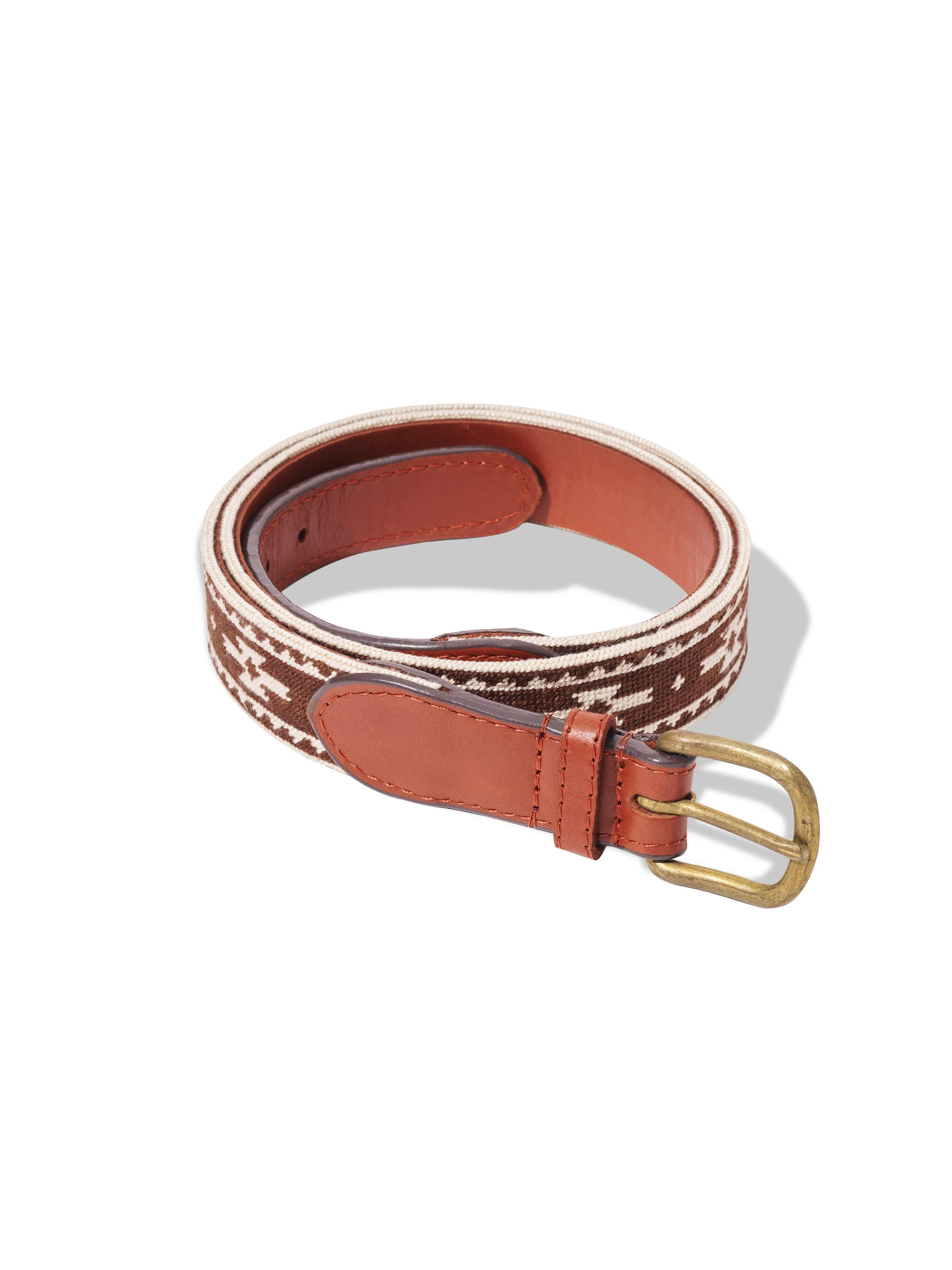 Steven Paul Judd Chahta Embroidered Belt - Cocoa Cream Motif Main image