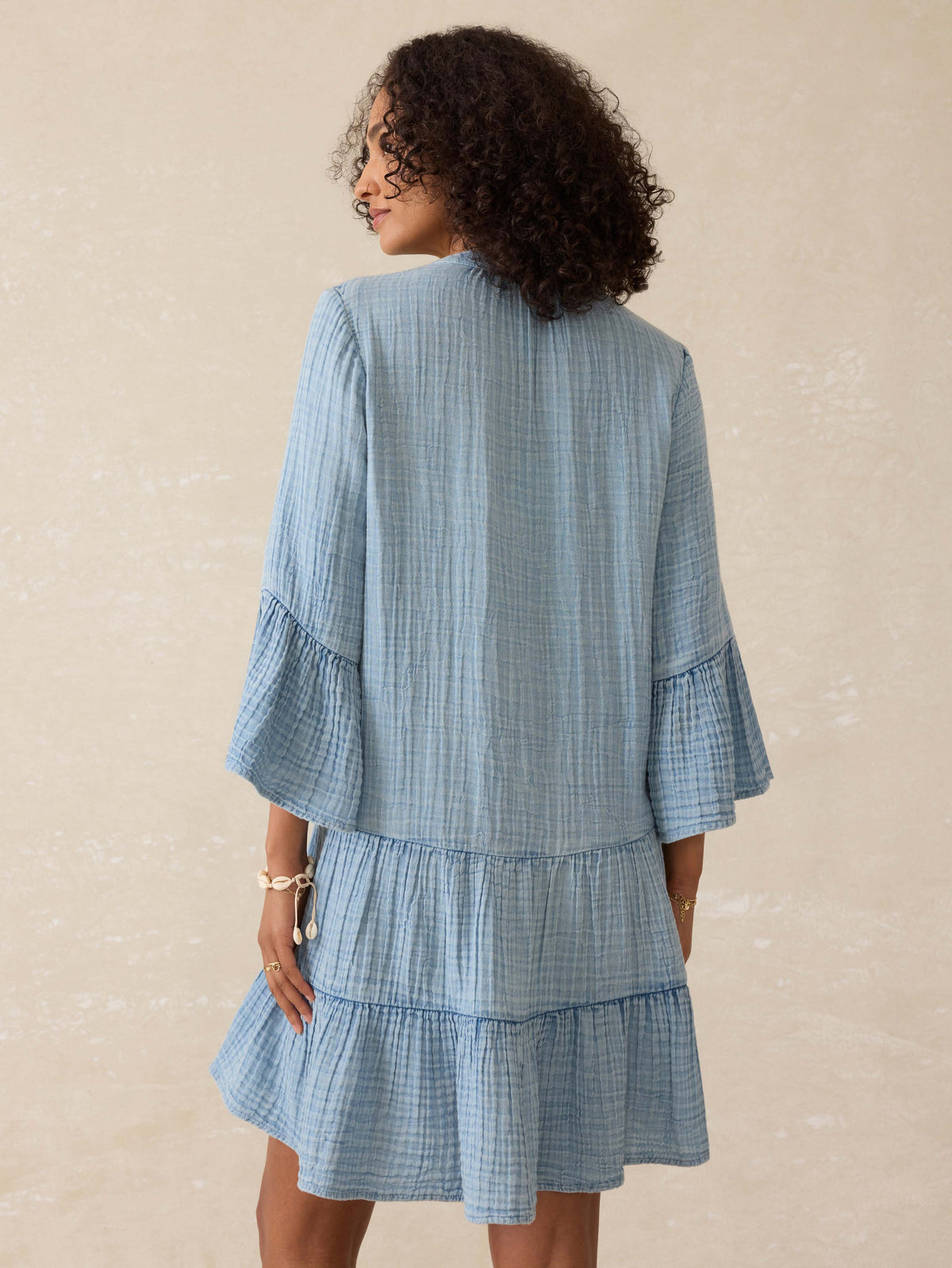 Dune Cotton Gauze Kasey Dress - Light Indigo Wash