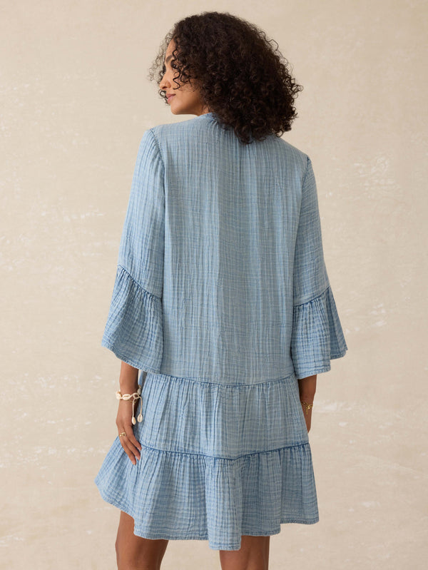 Dune Cotton Gauze Kasey Dress - Light Indigo Wash