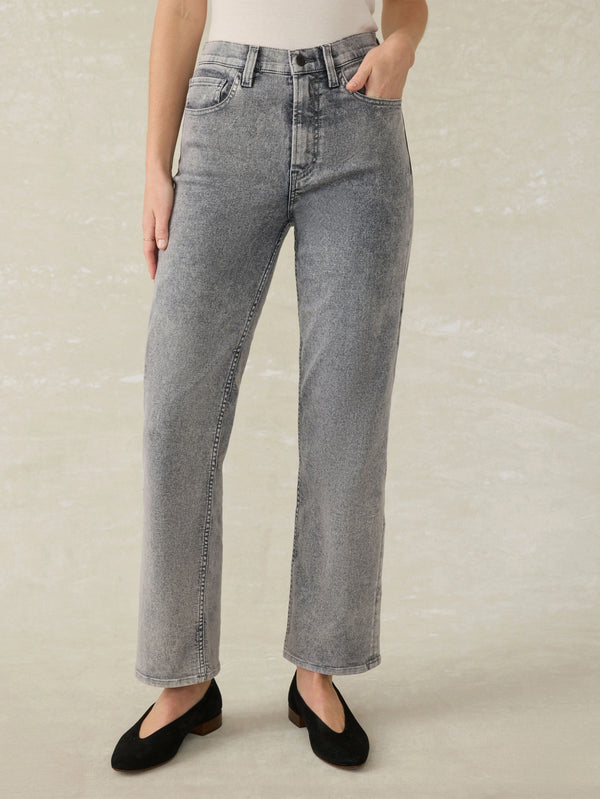 Slim Straight Sunwashed Denim - Washed Black