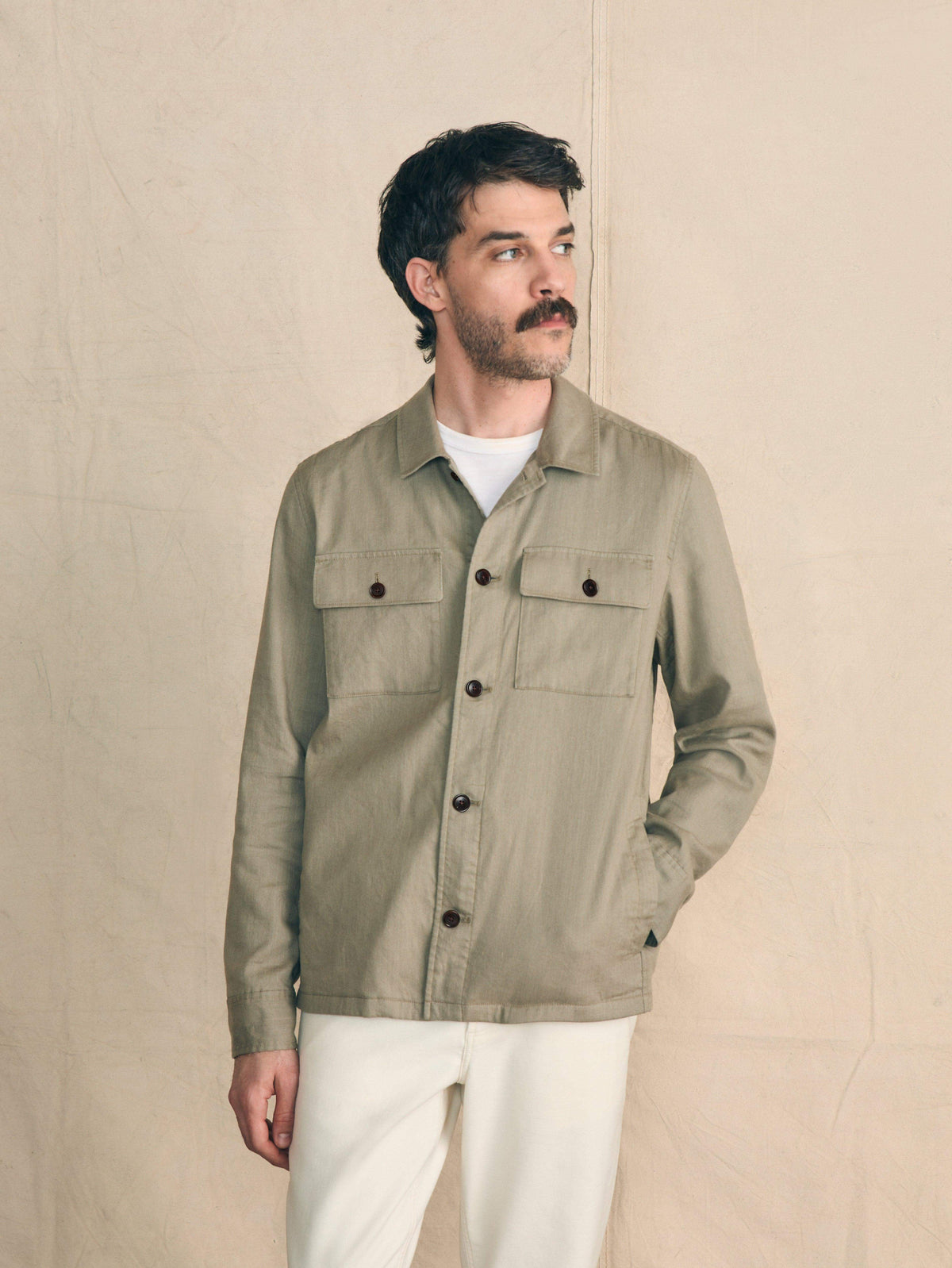 Movement™ Flex Linen Shirt Jacket - Olive Isle Main image