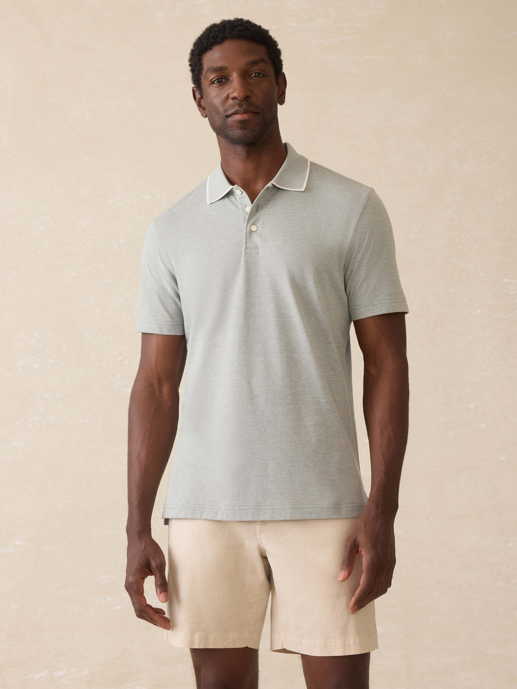Short-Sleeve Movement Pique Polo - Moss Stone Melange