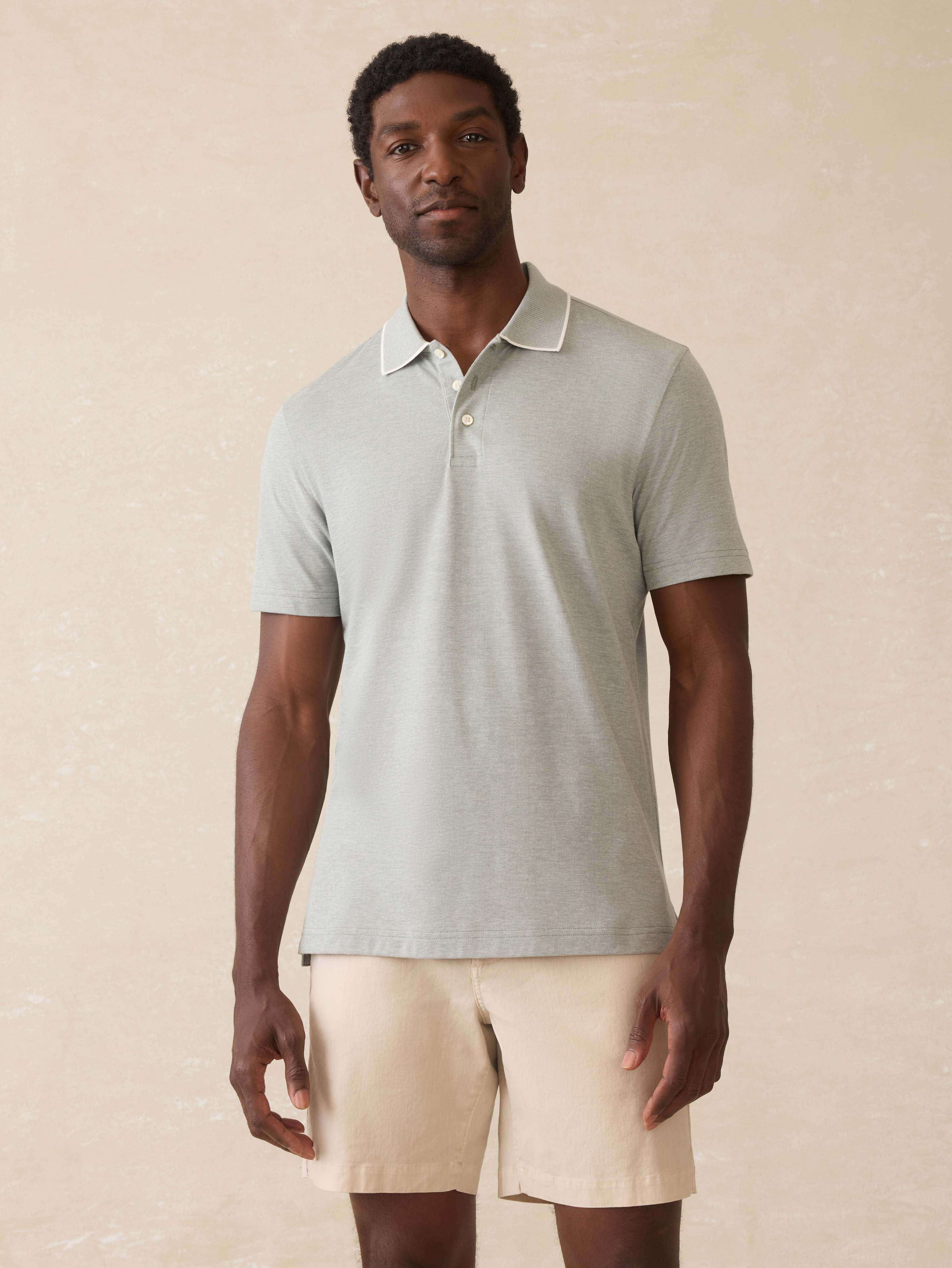 Short-Sleeve Movement Pique Polo - Moss Stone Melange