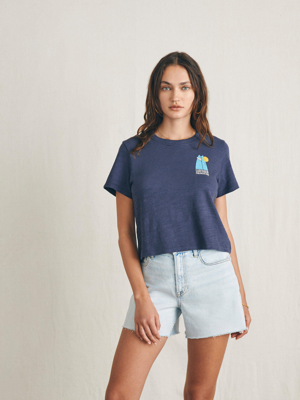 Surfrider Sunwashed Cropped Tee - Dune Navy