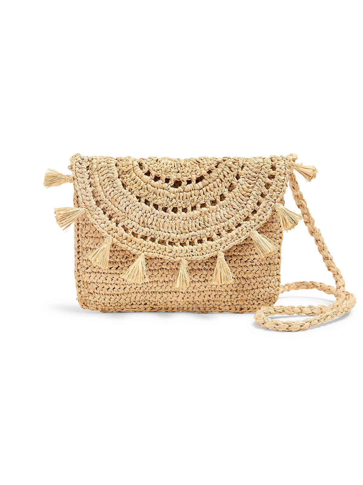 Raffia Tassel Clutch - Natural Main image