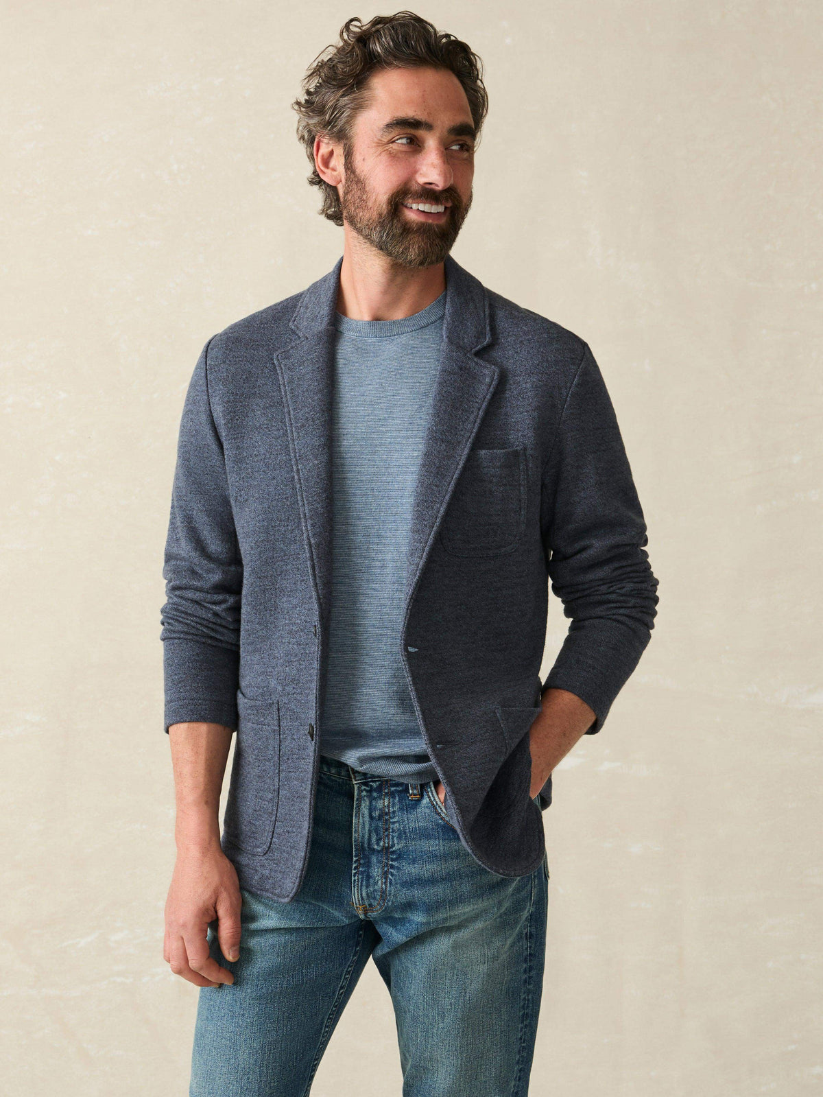 Inlet Knit Blazer - Deep Navy Melange Main image
