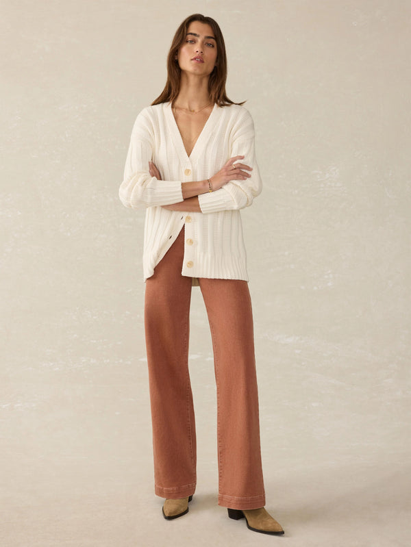Washed Cotton Cotton Laidback Cardigan - Egret