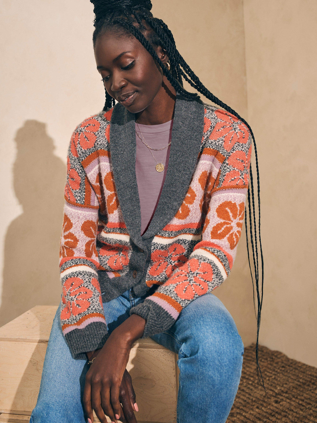 Topanga Canyon Cardigan - Sunset Shell Jacquard Main image