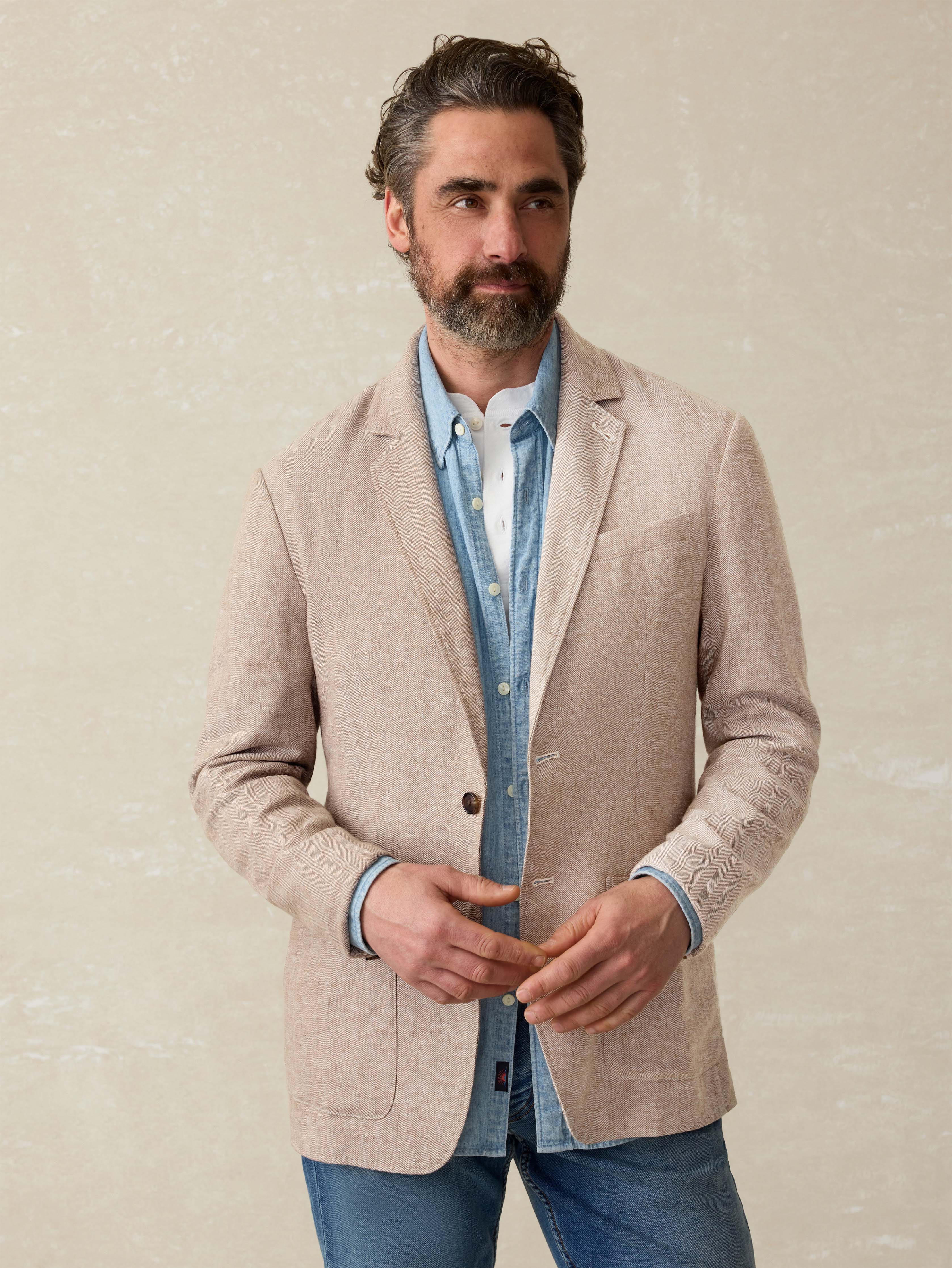 Movement™ Linen Blazer - Wolf Sands Herringbone Main image
