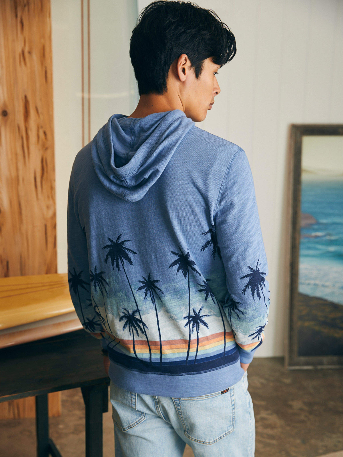 Sunwashed Slub Hoodie (Tall) - Palm Rainbow Ombre