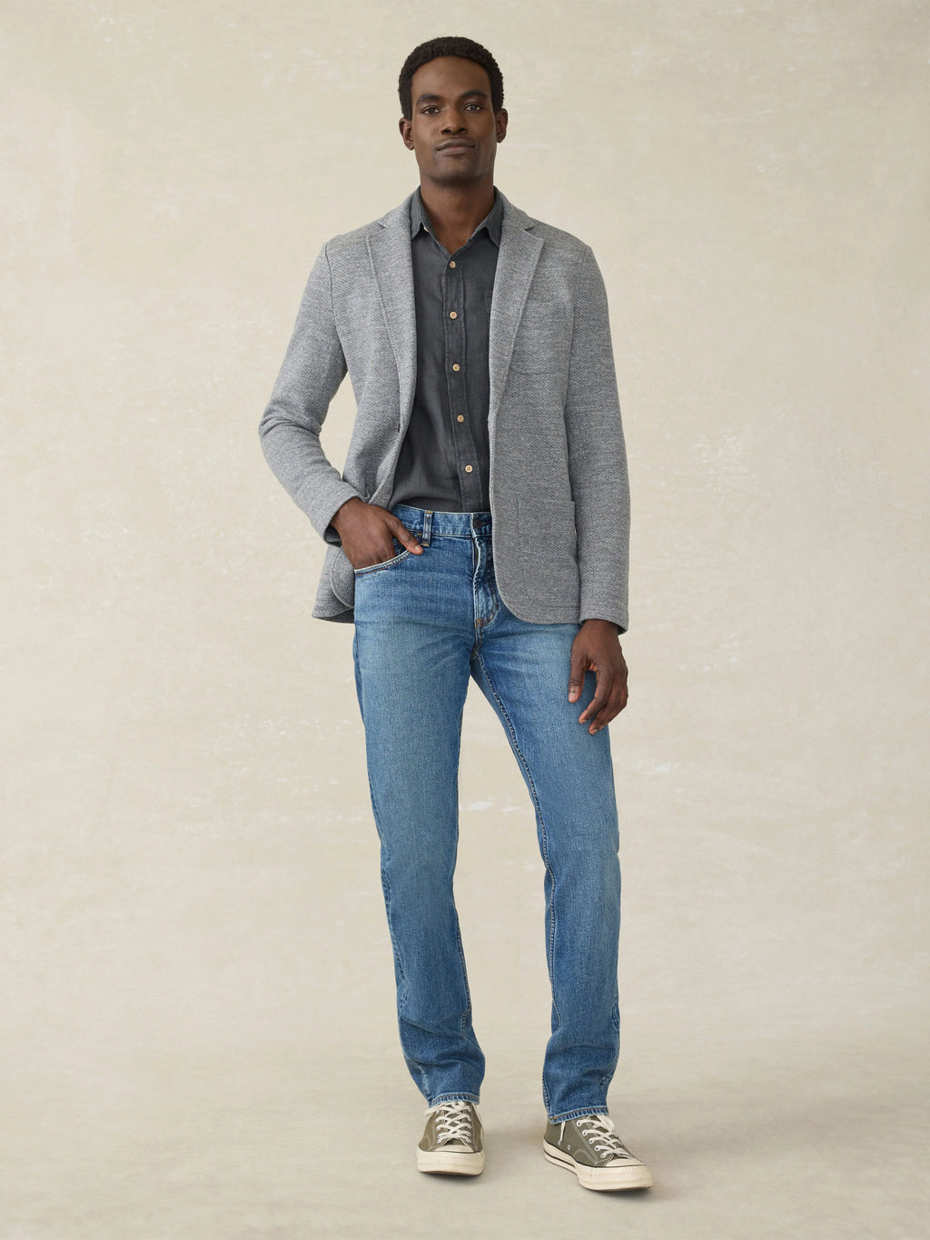 Inlet Knit Blazer (Tall) - Medium Grey Melange