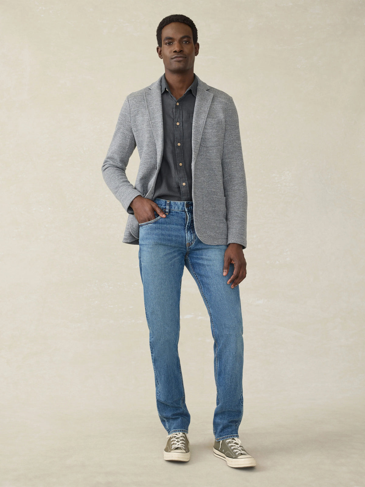 Inlet Knit Blazer - Medium Grey Melange