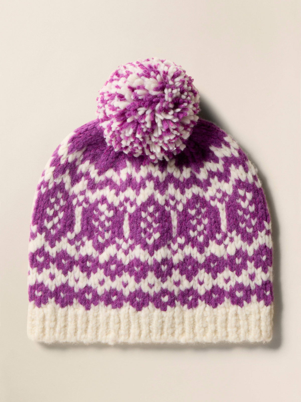 Valley Fairisle Pom Beanie - Purple Fairisle Main image