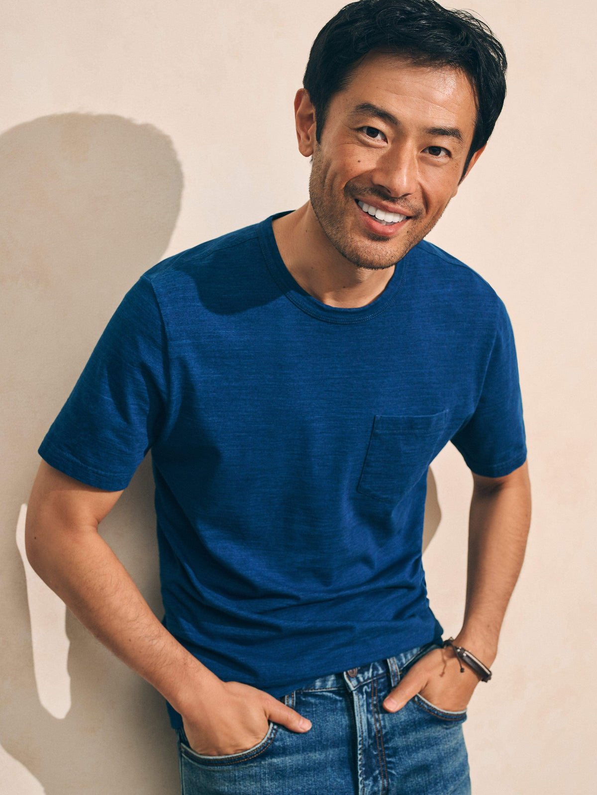 Short-Sleeve Indigo Pocket Tee - Dark Indigo Wash Main image