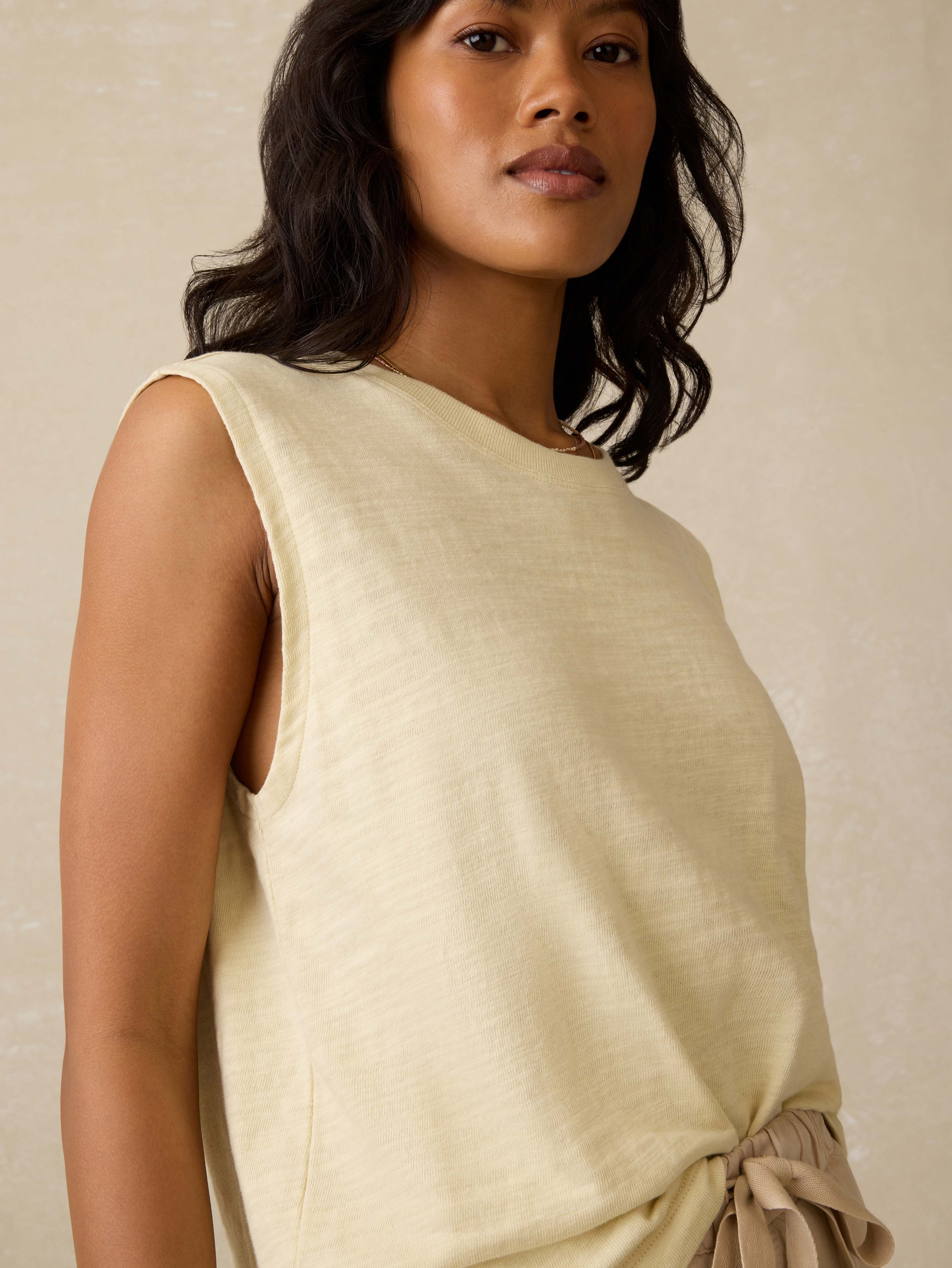 Sunwashed Midweight Organic Muscle Tank - Lemon Sorbet Secondary image