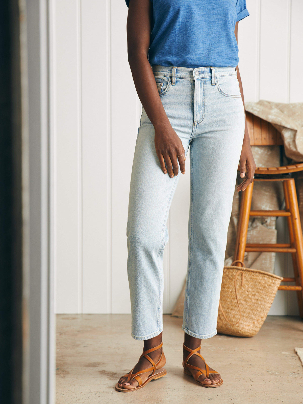Organic Cotton Slim Straight Ankle Denim - Cloudbreak Wash Main image
