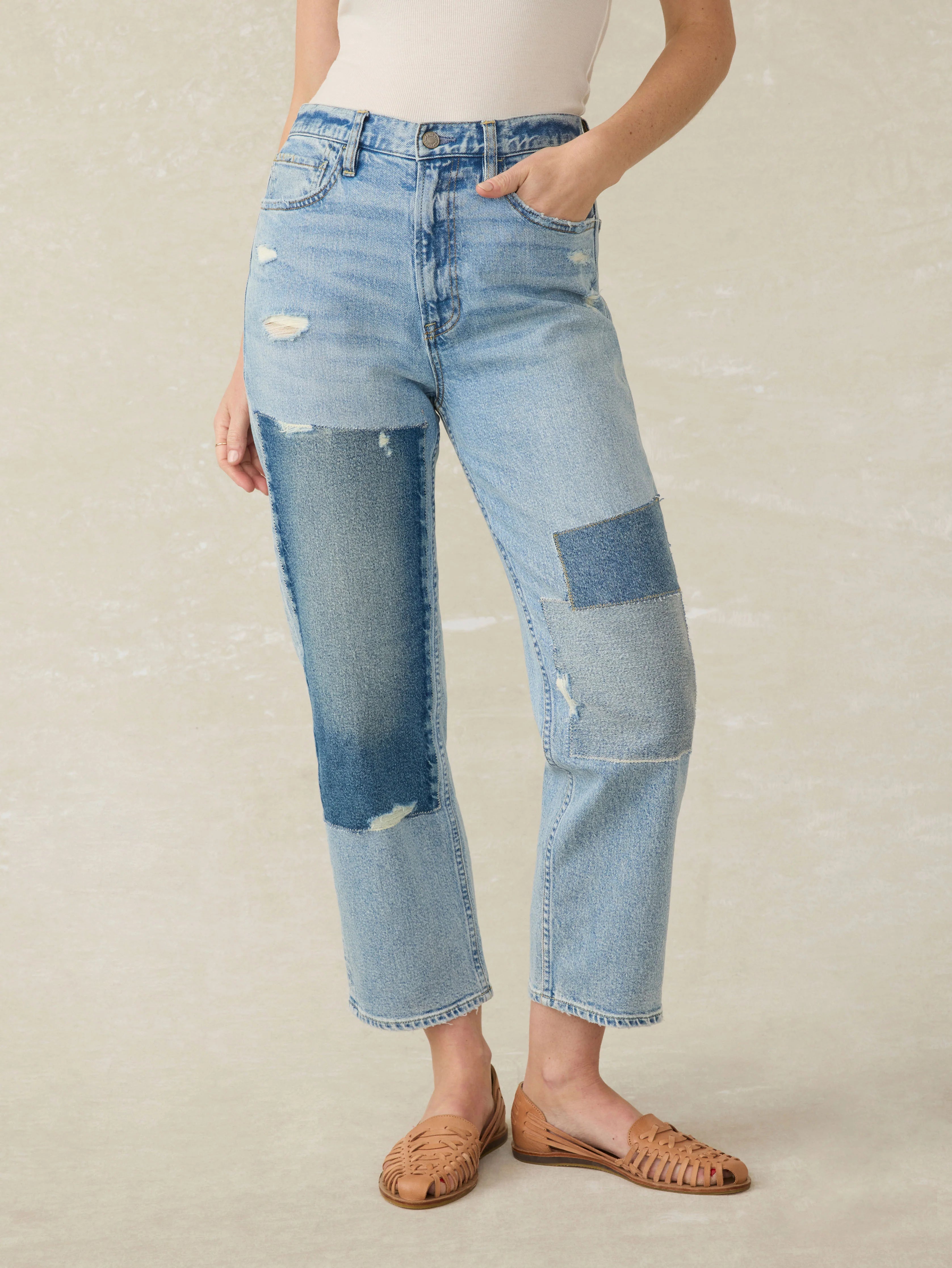 90s Crop Patchwork Jean - Heirloom Indigo Wash Main image