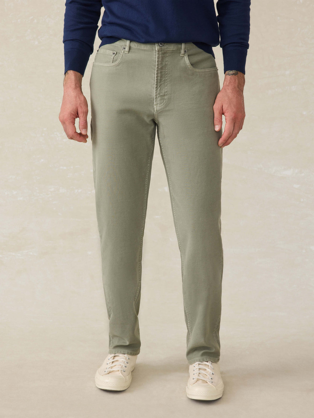 Stretch Terry 5-Pocket Pant - Faded Olive Main image