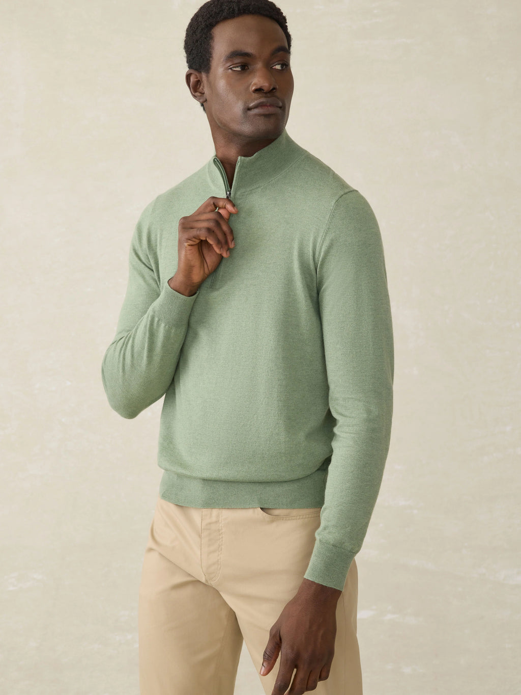 Movement™ Quarter Zip Sweater - Faded Leaf Melange