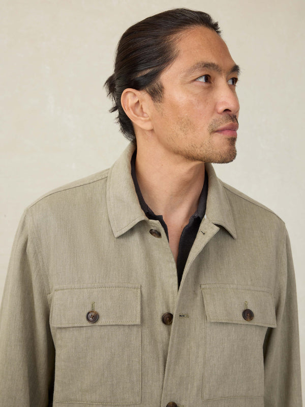 Performance Stretch Linen Shirt Jacket - Sage Cliff