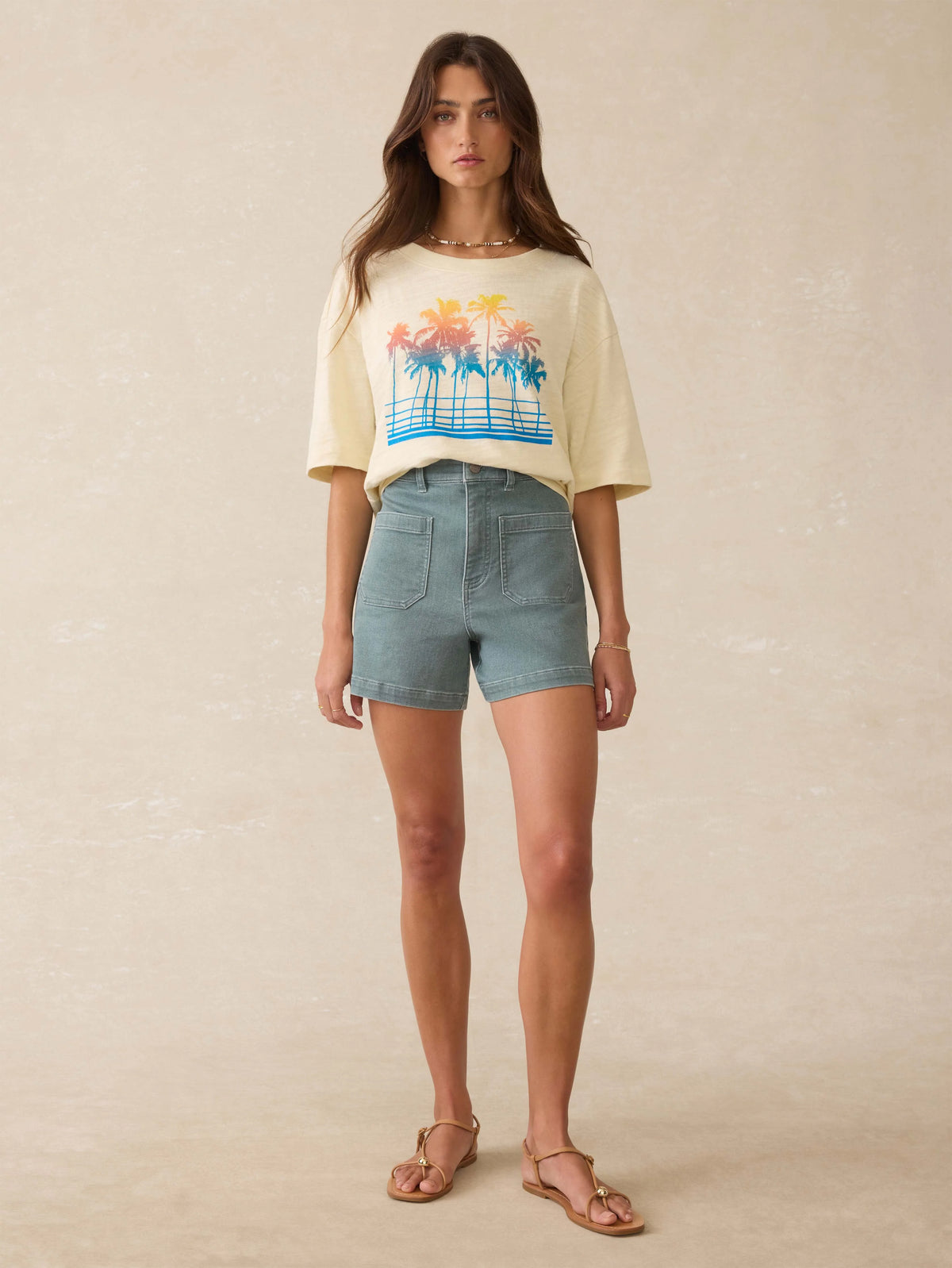 Stretch Terry Patch Pocket Short - Ocean Glass Main image