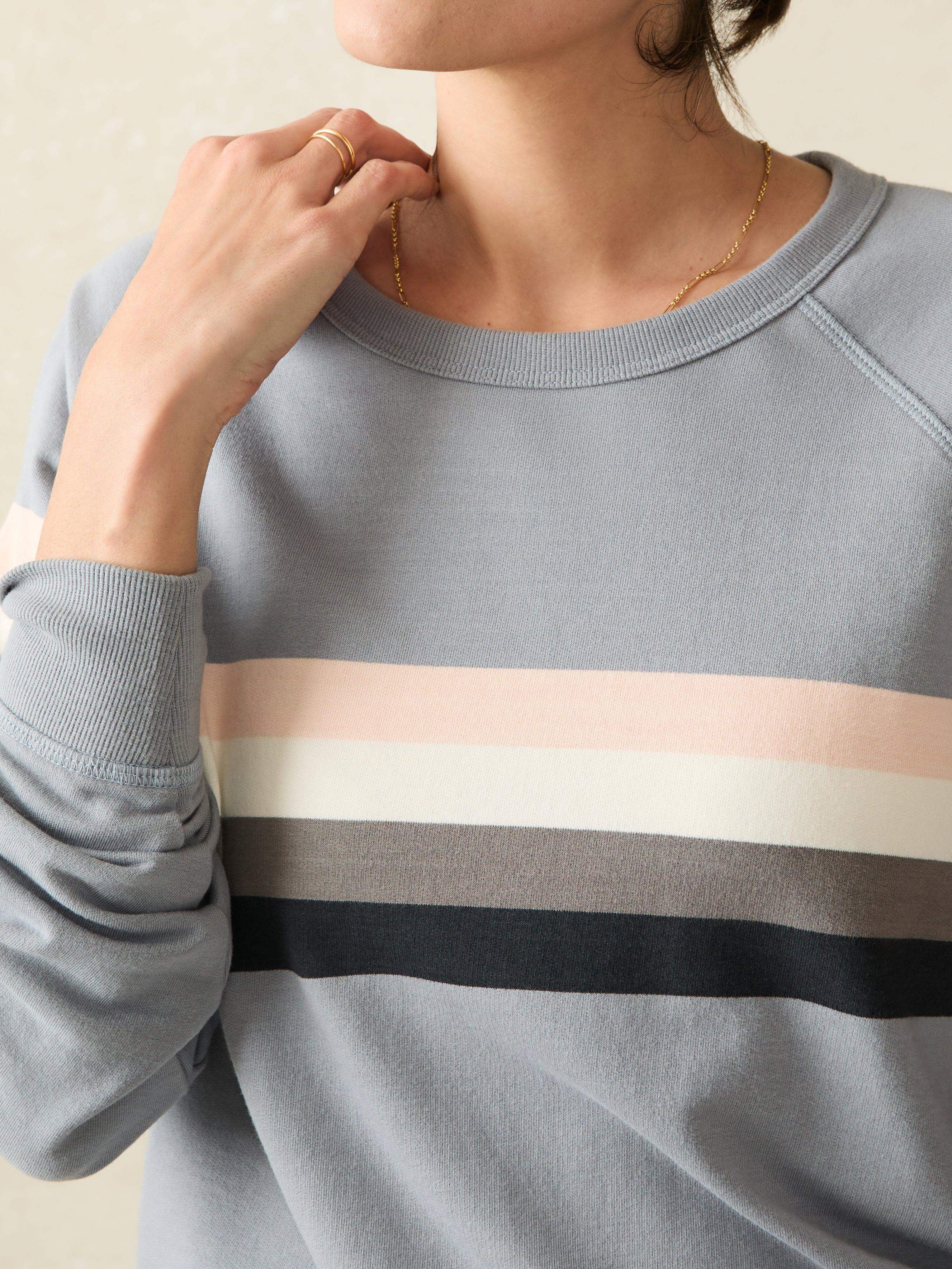 Coastal Cloud Cotton Crew - Blue Westward Stripe Secondary image