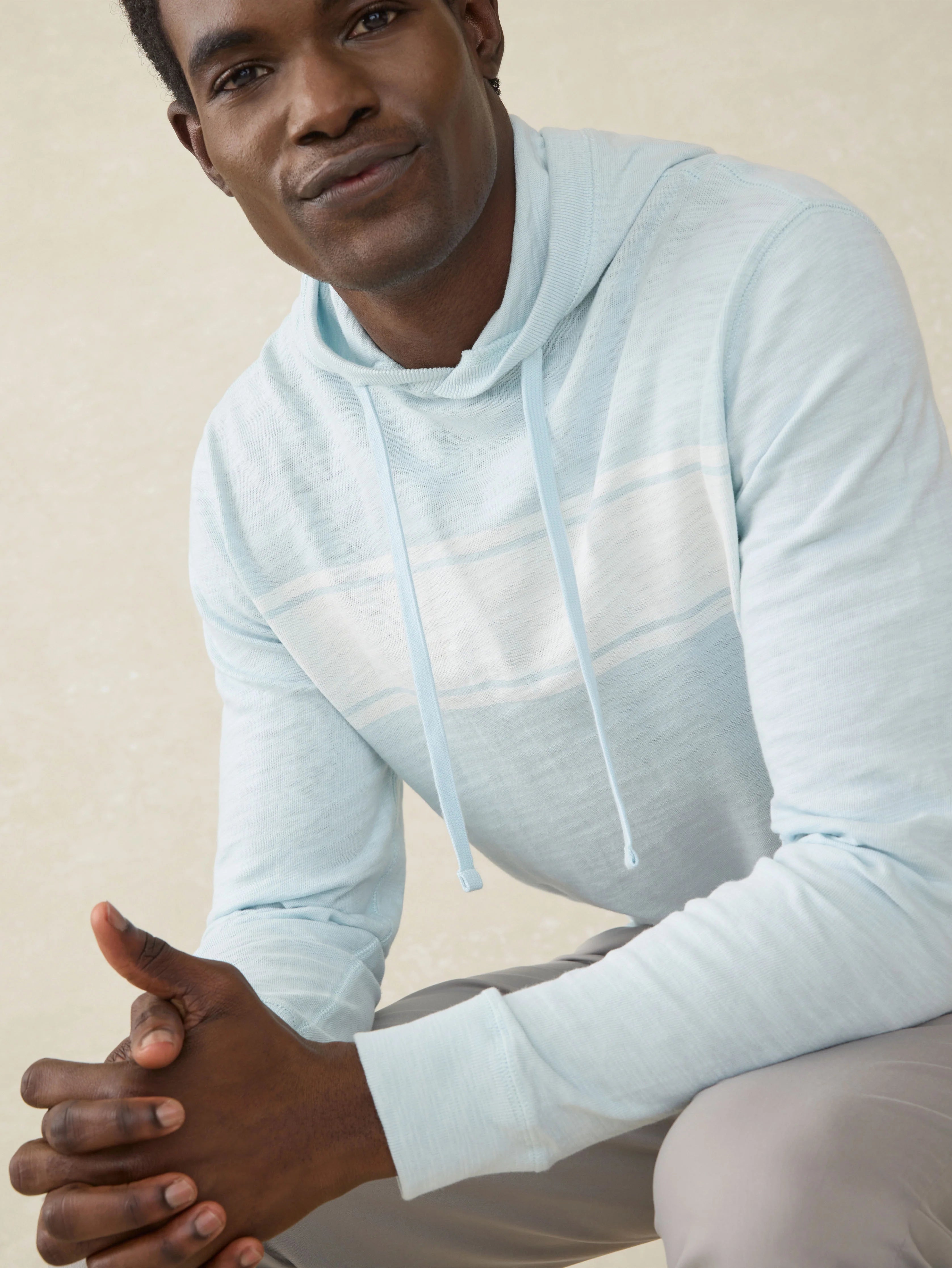 Sunwashed Slub Hoodie - Sky Surf Stripe Secondary image