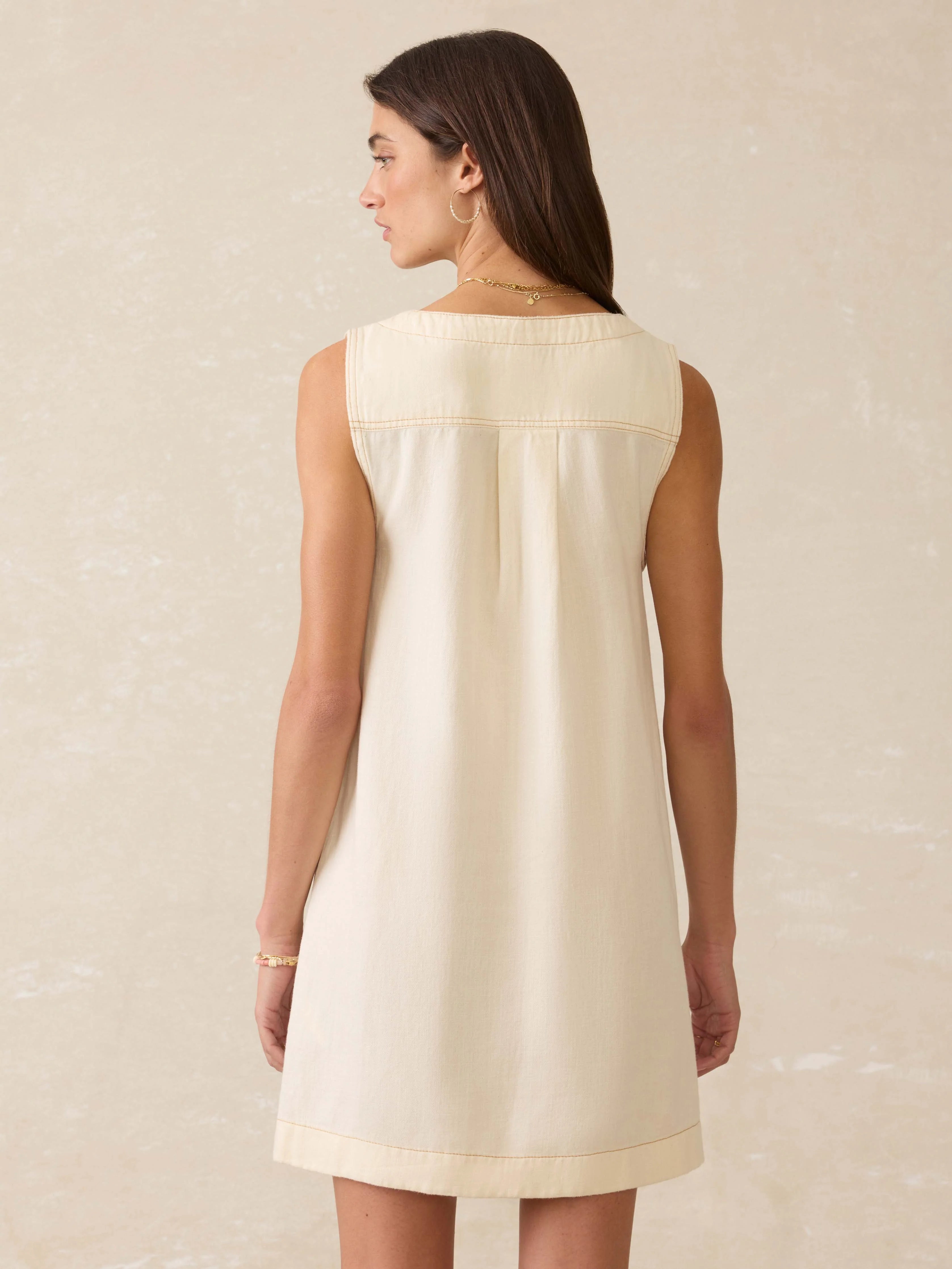 Linen Denim Malibu Mini Dress - Whitecliff Wash Secondary image