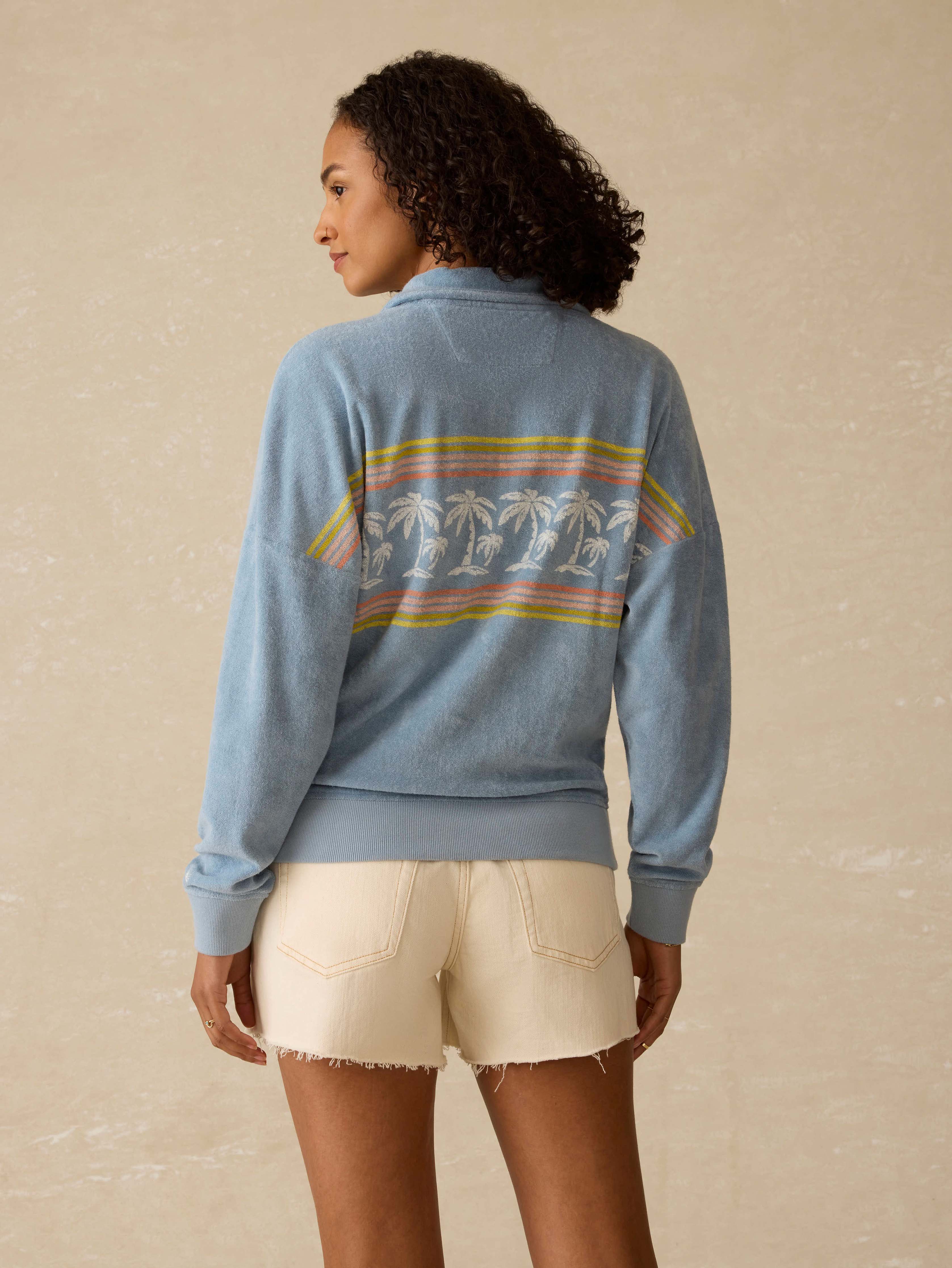Cabana Towel Terry Quarter Zip - Palm Rainbow Beach Secondary image