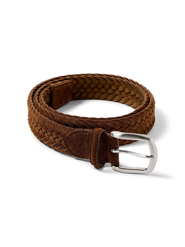 Suede Woven Belt - Brown