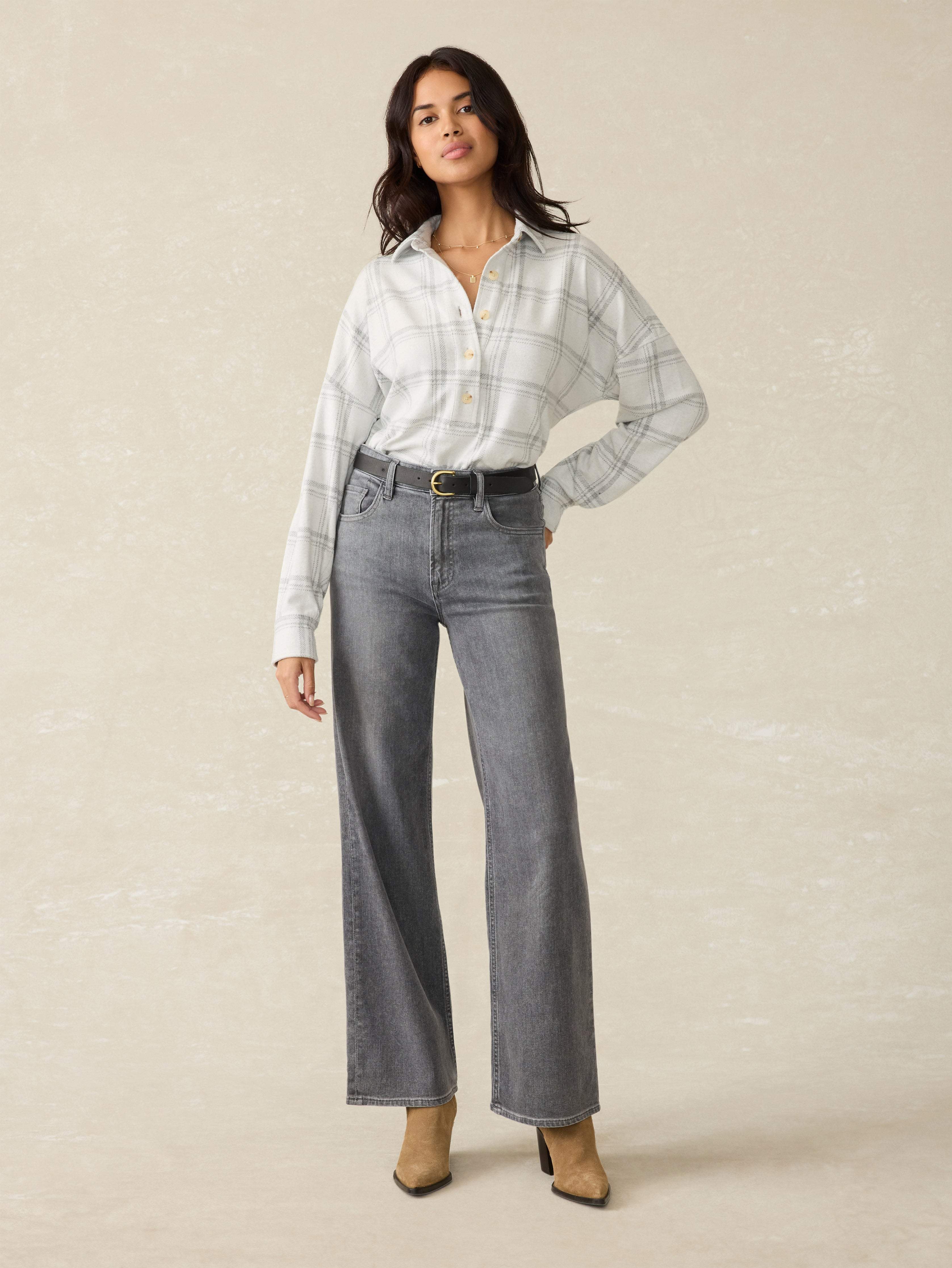 Dream Jean Wide Leg - Ash Grey Wash