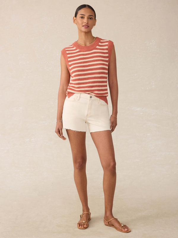 Miramar Linen Sweater Tank - Sandstone Stripe