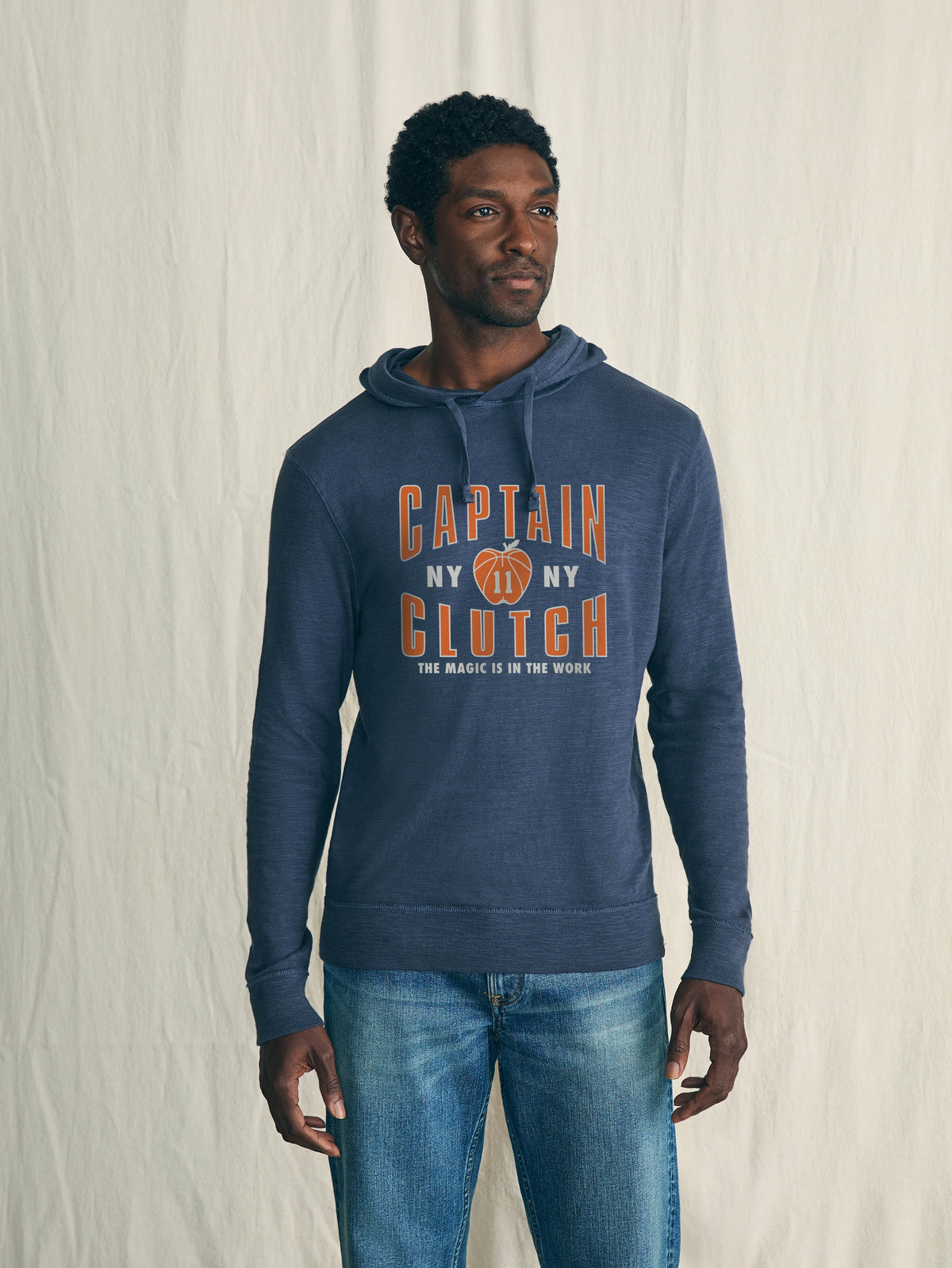 Jalen Brunson x Captain Clutch Sunwashed Slub Hoodie - Blue Nights Main image